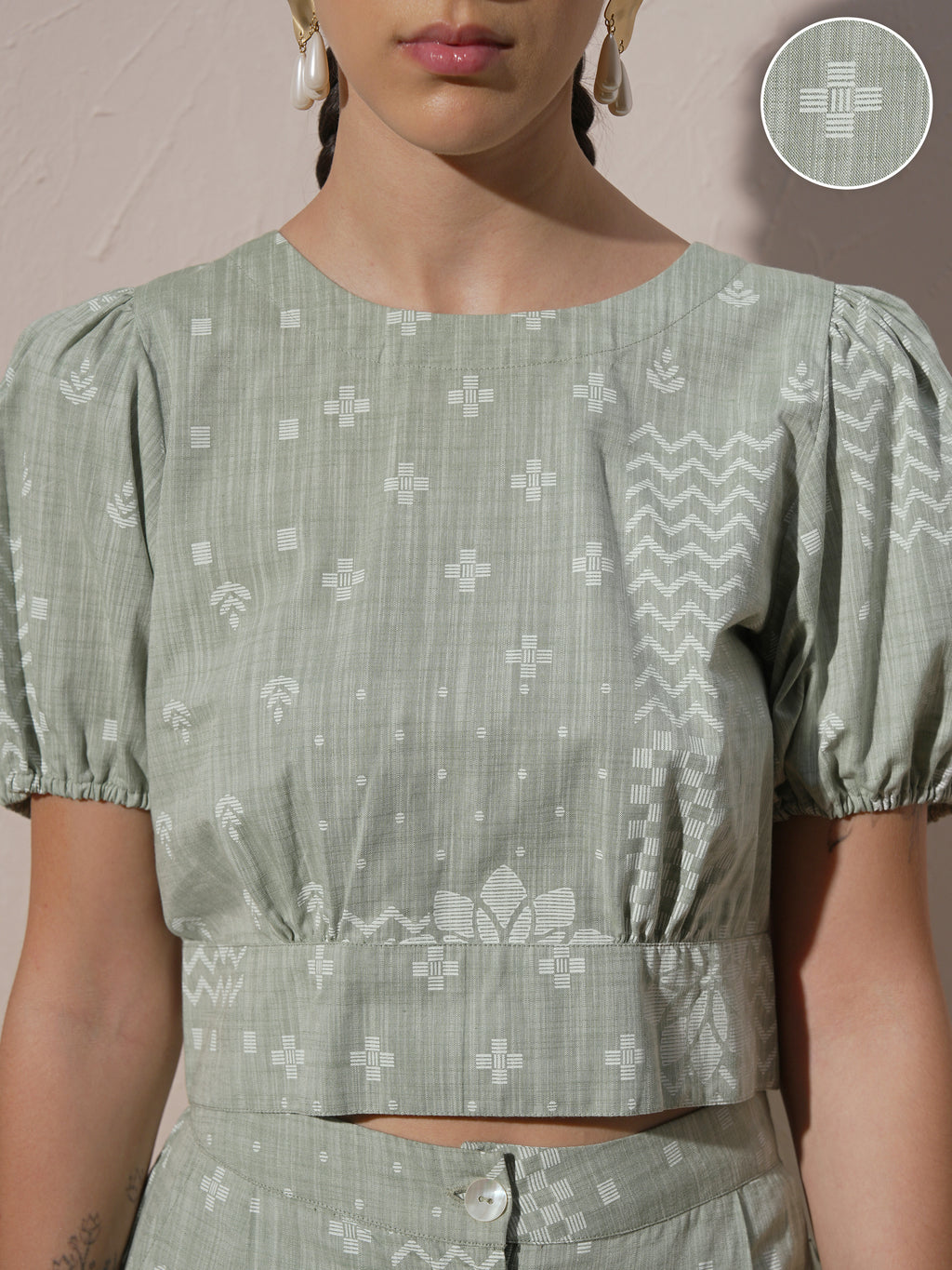 Vara By Vishudh Women Green Top With Joggers - Green - Image 5
