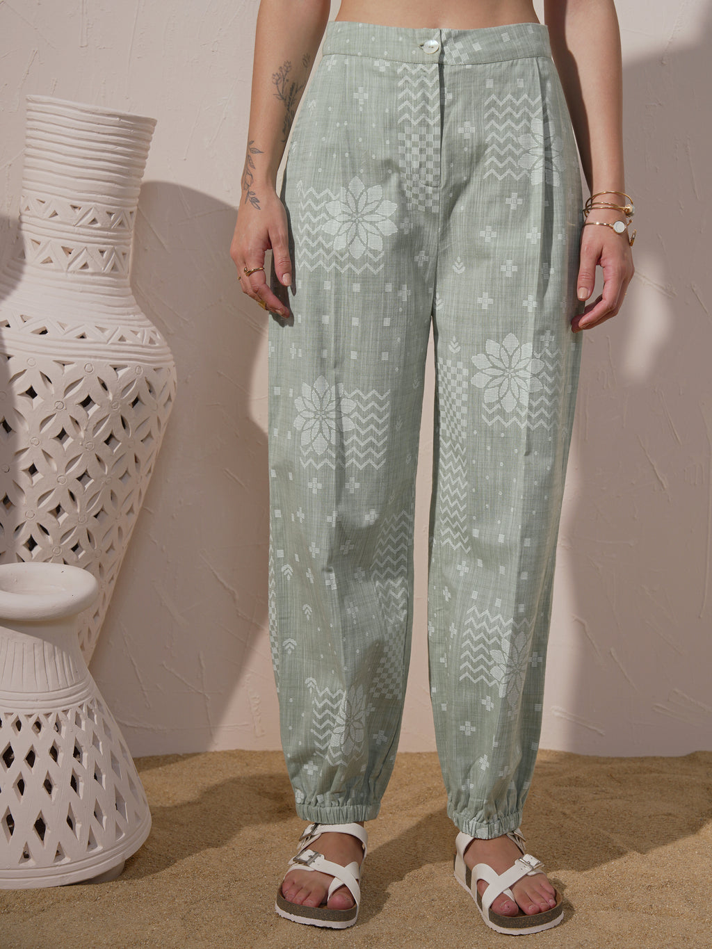 Vara By Vishudh Women Green Top With Joggers - Green - Image 7