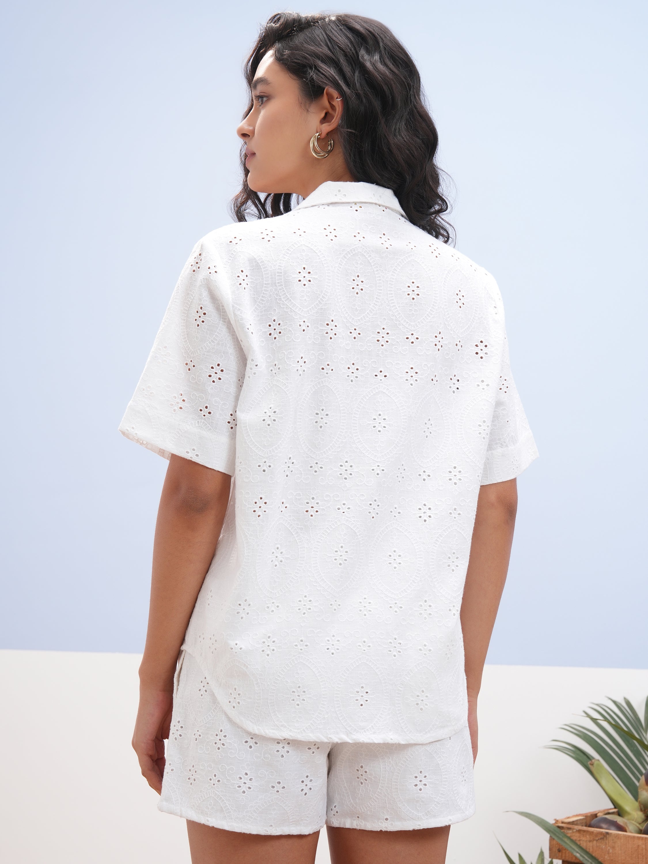 Vara By Vishudh Women White Shirt With Short - White - Image 3