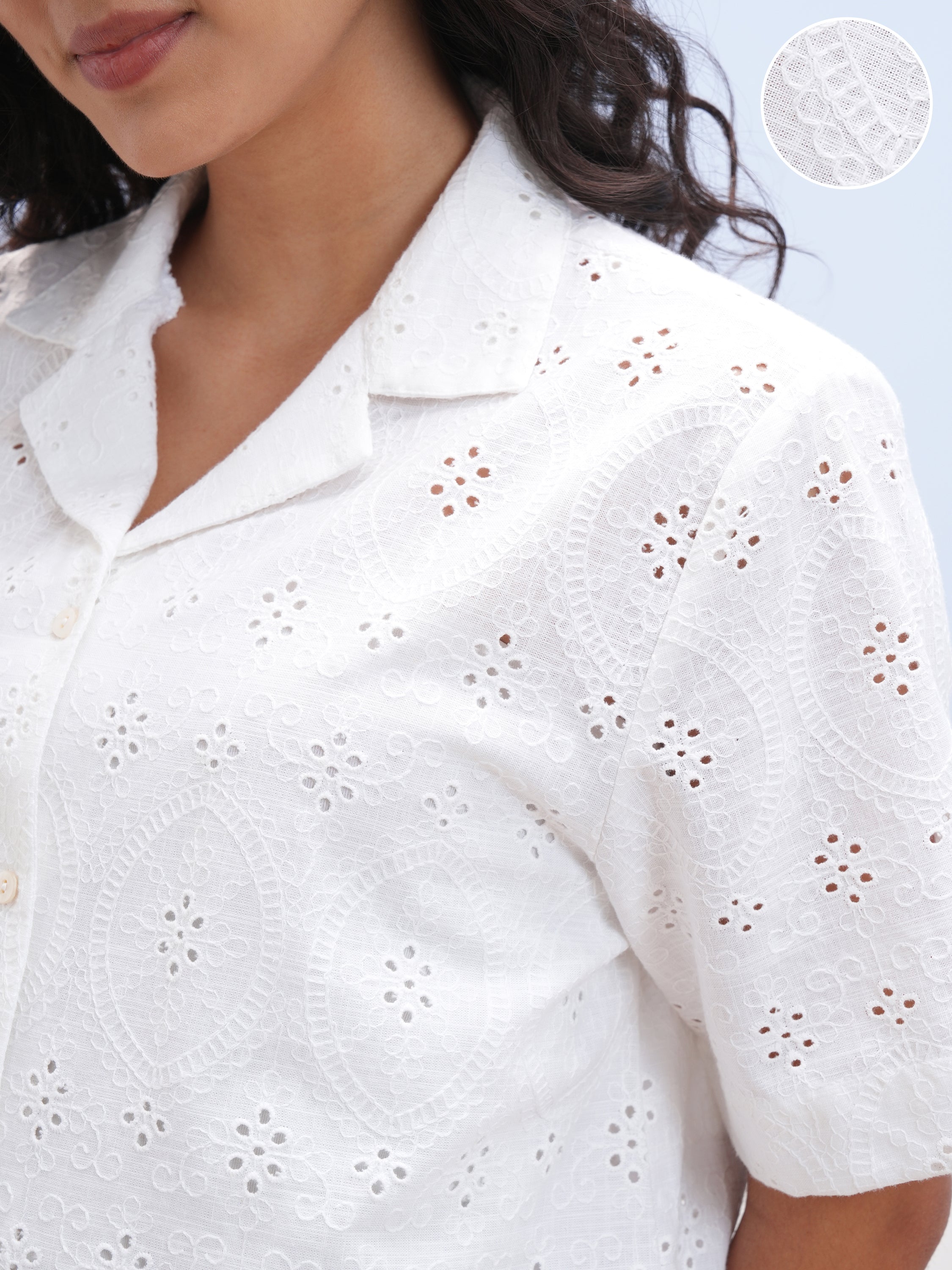 Vara By Vishudh Women White Shirt With Short - White - Image 5