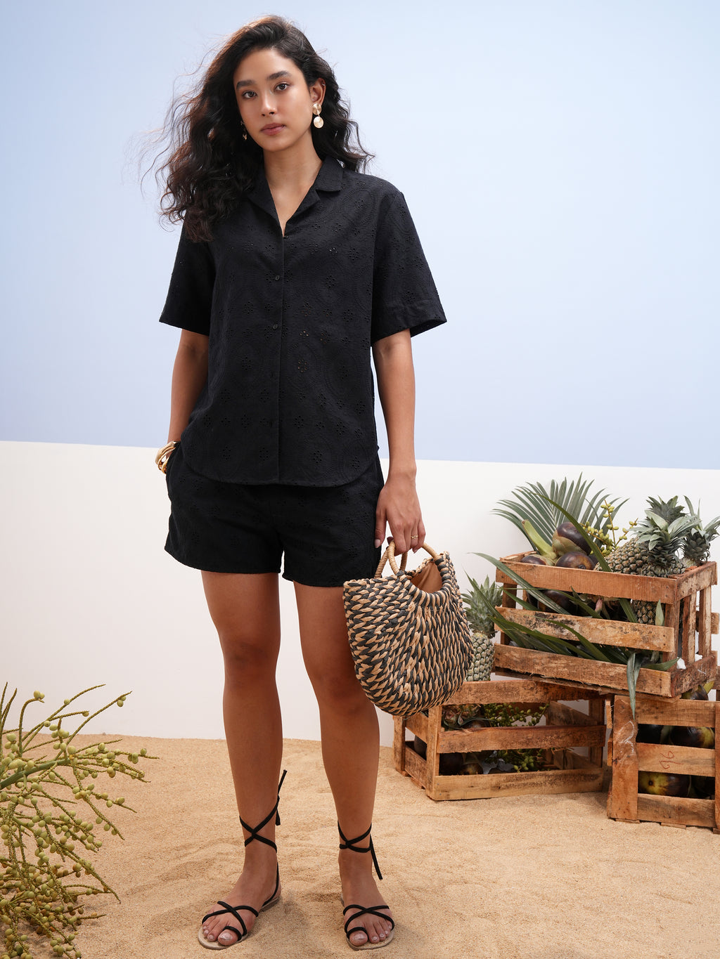 Vara By Vishudh Women Black Shirt With Short - Black - Image 2