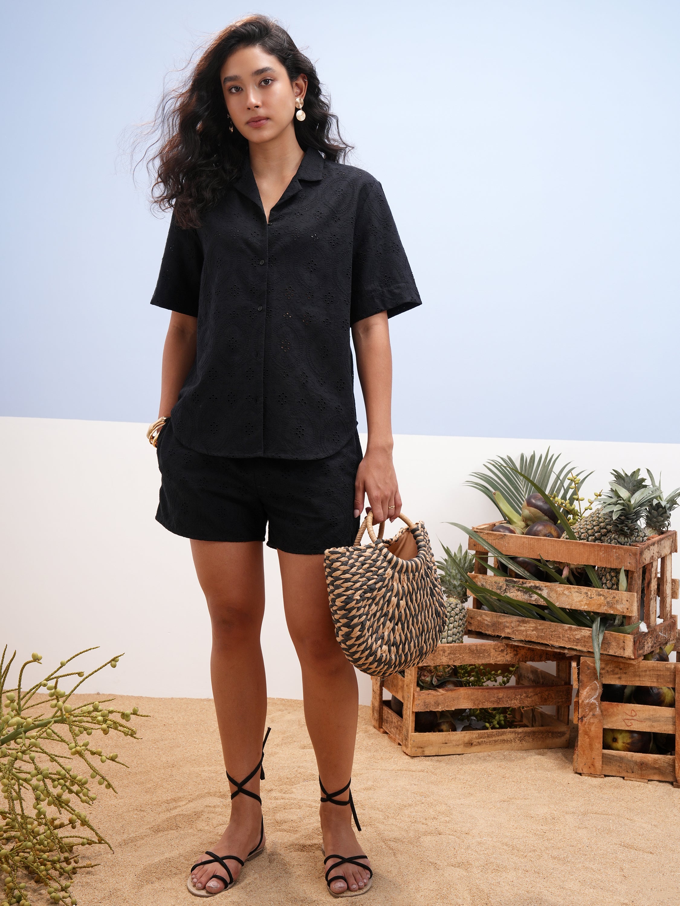 Vara By Vishudh Women Black Shirt With Short - Black - Image 2
