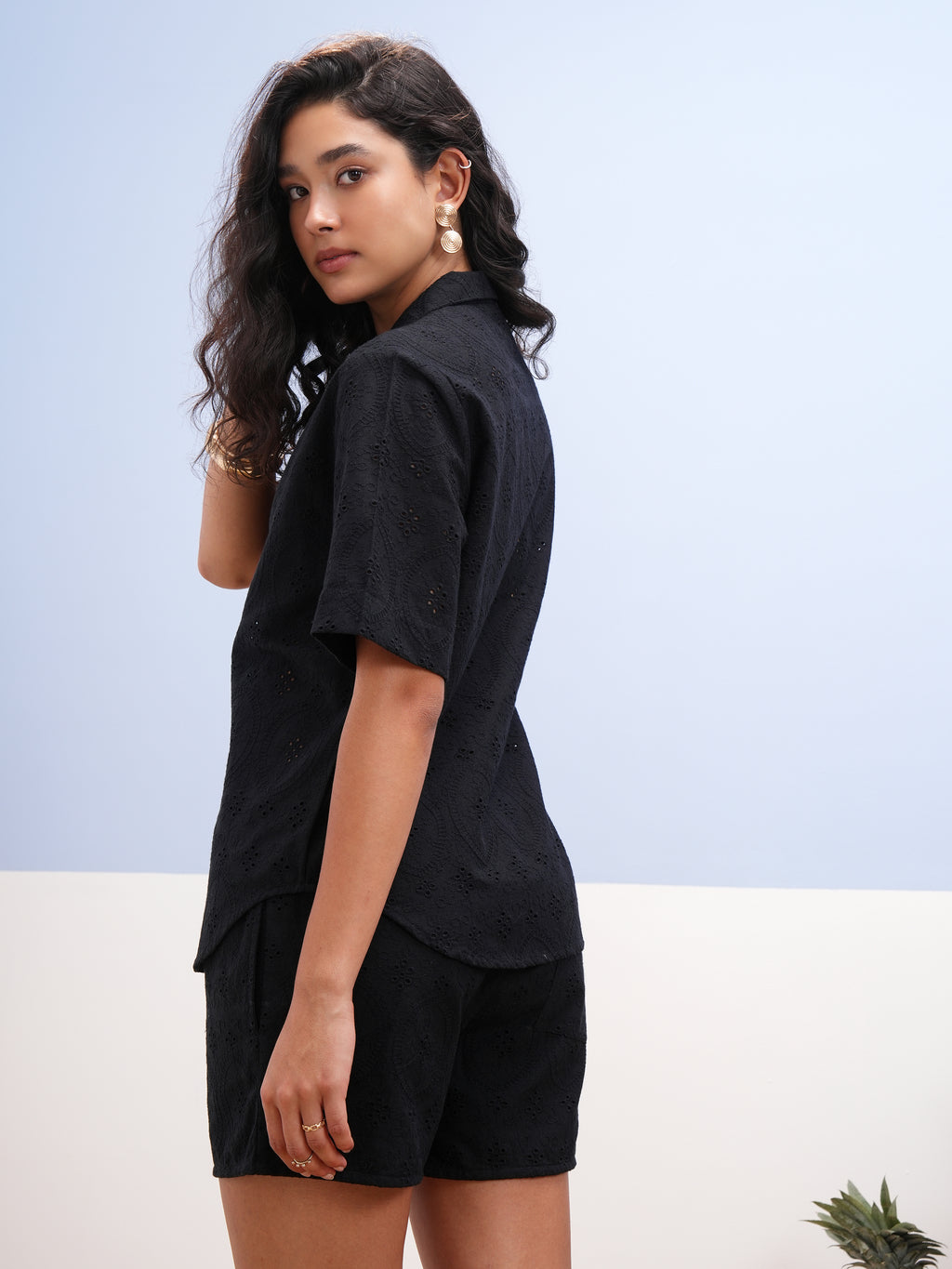 Vara By Vishudh Women Black Shirt With Short - Black - Image 3