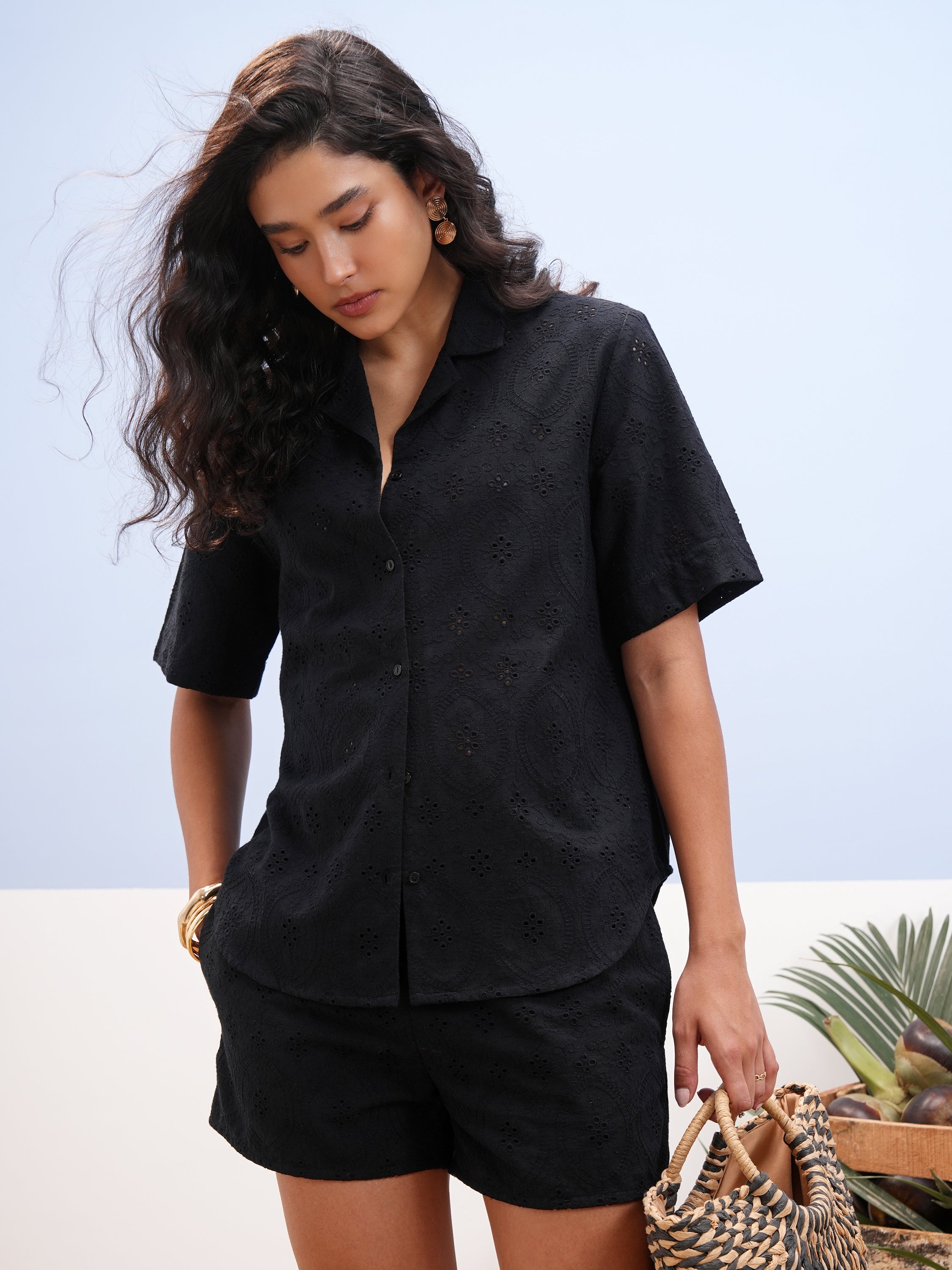 Vara By Vishudh Women Black Shirt With Short - Black - Image 4