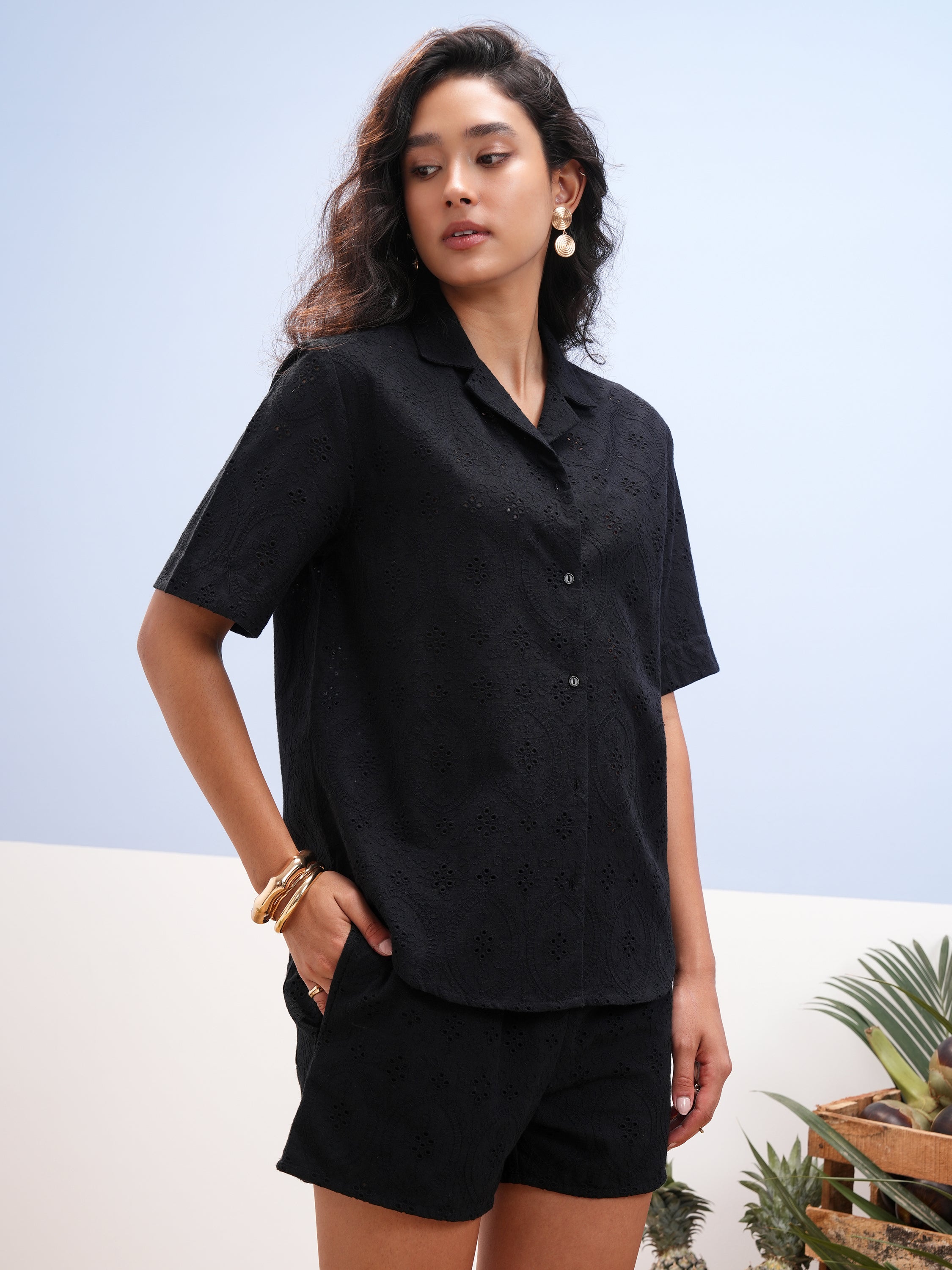 Vara By Vishudh Women Black Shirt With Short - Black - Image 6