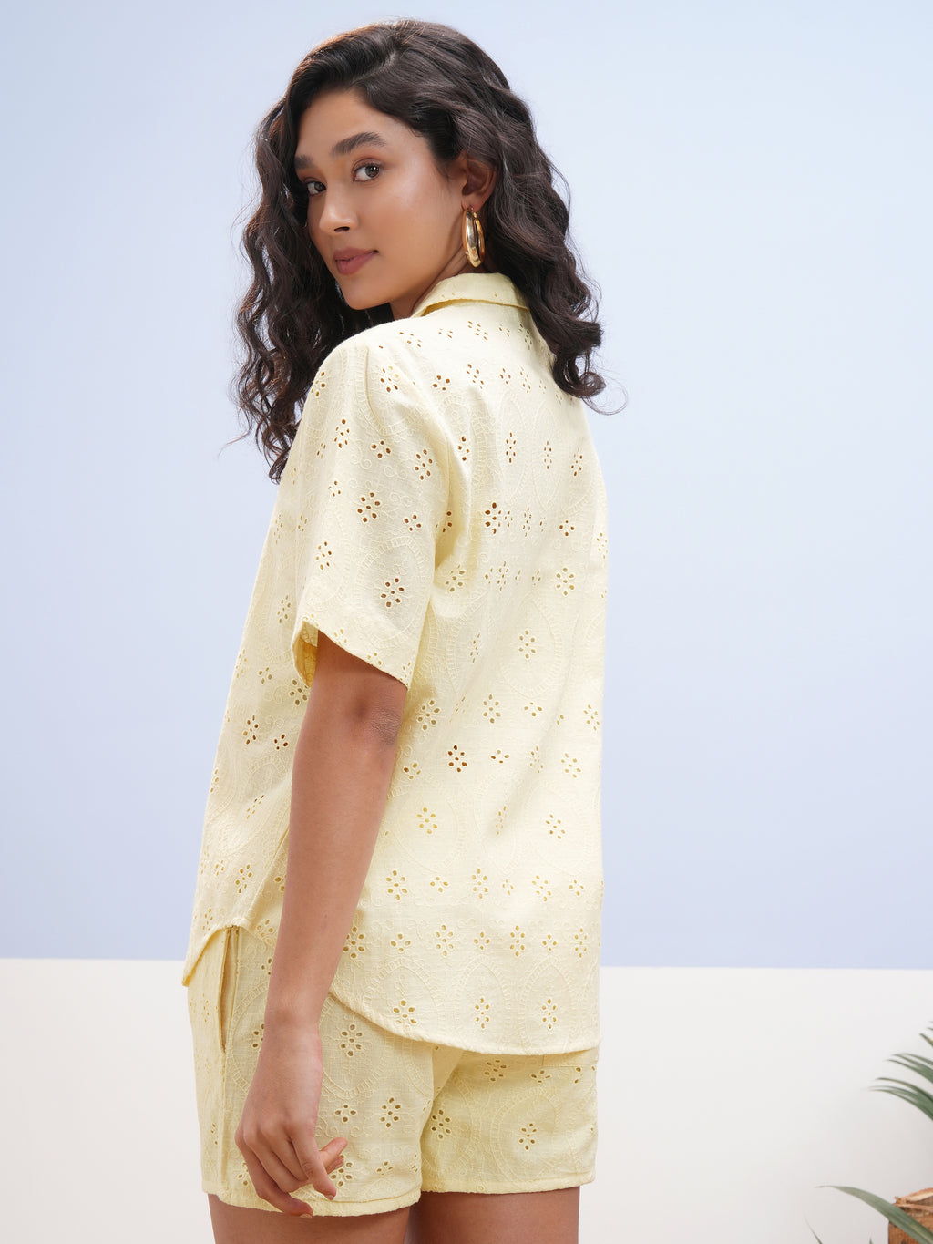 Vara By Vishudh Women Yellow Shirt With Short - Yellow - Image 3