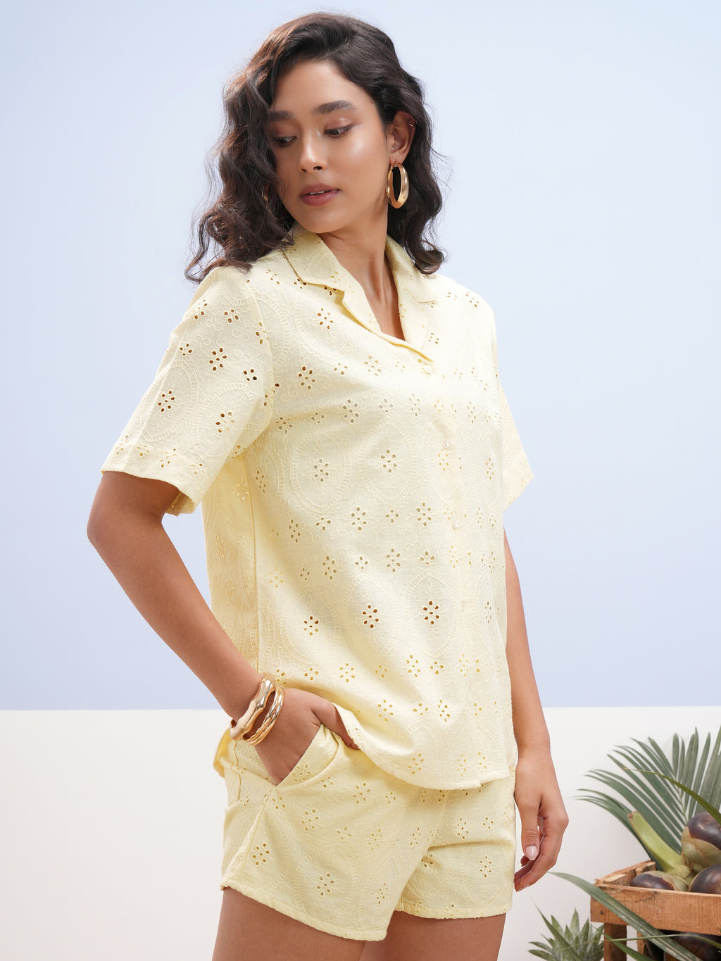 Vara By Vishudh Women Yellow Shirt With Short - Yellow - Image 6
