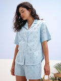 Vara By Vishudh Women Blue Shirt With Short - Blue - Image 1