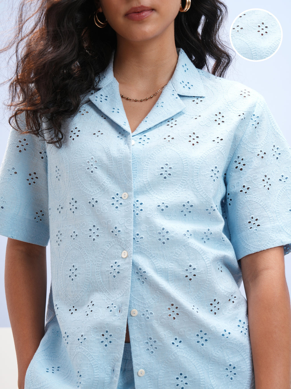 Vara By Vishudh Women Blue Shirt With Short - Blue - Image 5