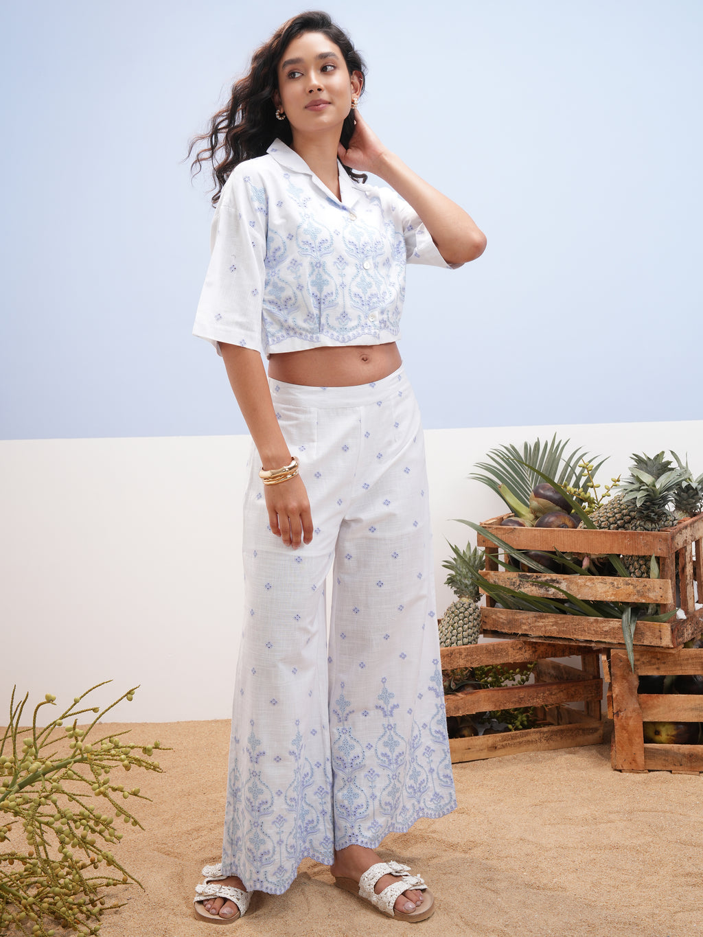 Vara By Vishudh Women White Shirt With Palazzos - White - Image 4