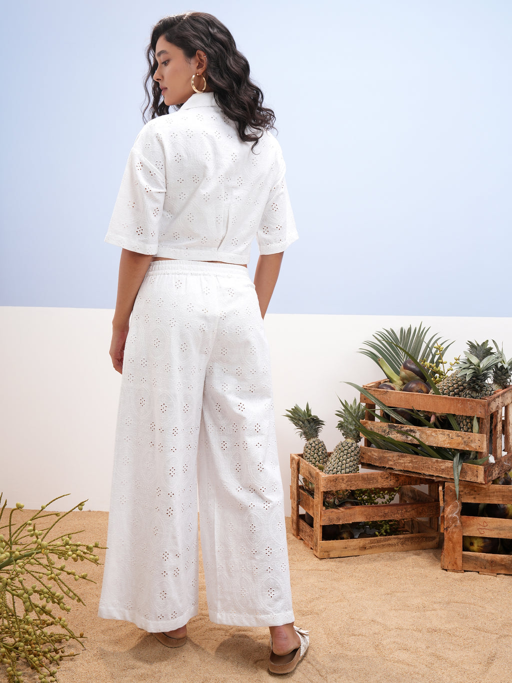 Vara By Vishudh Women White Shirt With Palazzos - White - Image 3