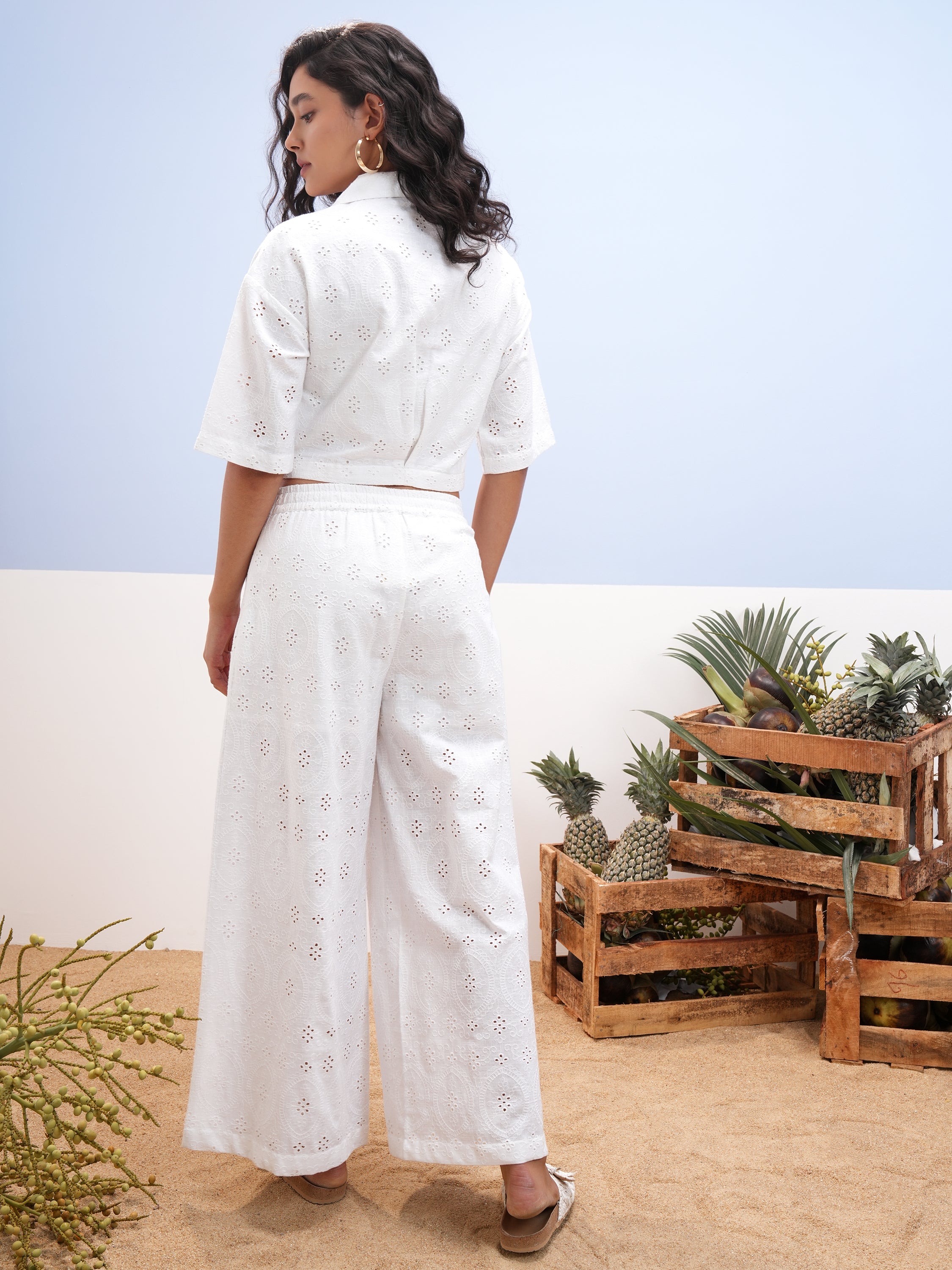 Vara By Vishudh Women White Shirt With Palazzos - White - Image 3