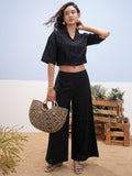 Vara By Vishudh Women Black Shirt With Palazzos - Black - Image 1