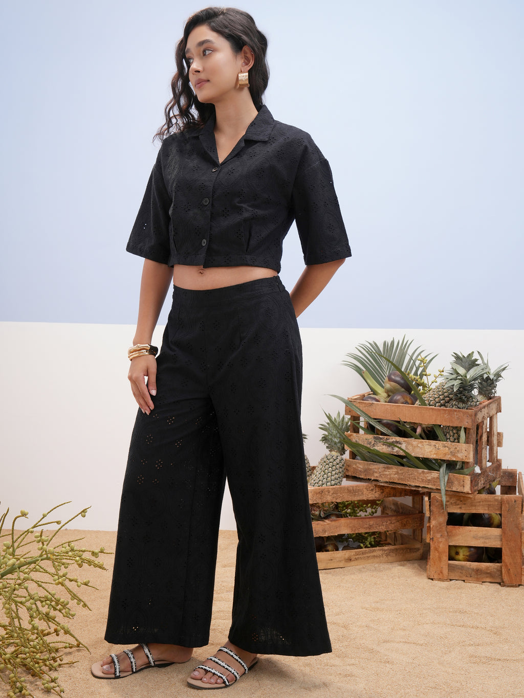 Vara By Vishudh Women Black Shirt With Palazzos - Black - Image 2