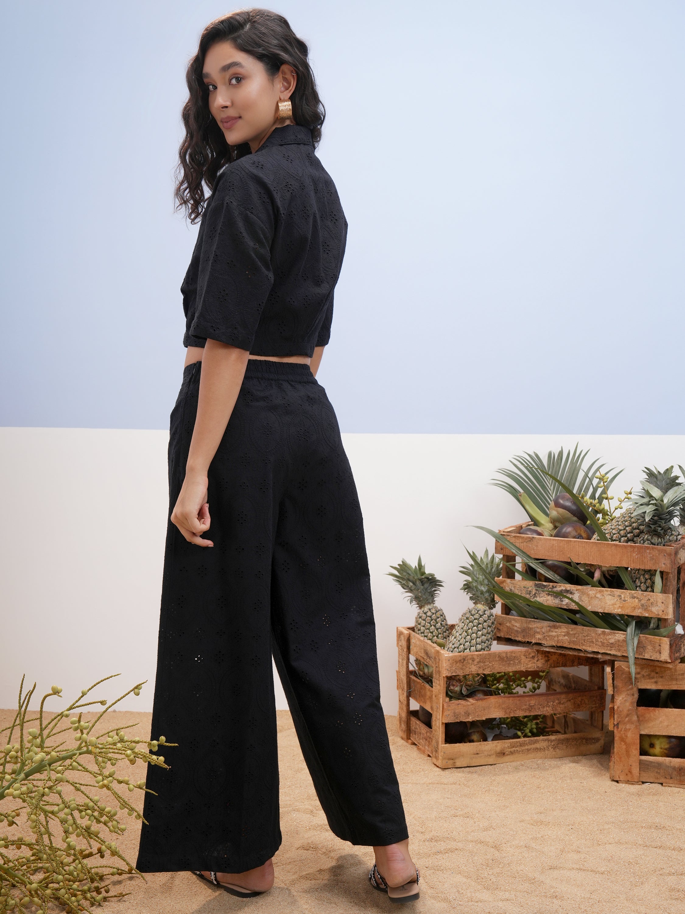 Vara By Vishudh Women Black Shirt With Palazzos - Black - Image 3
