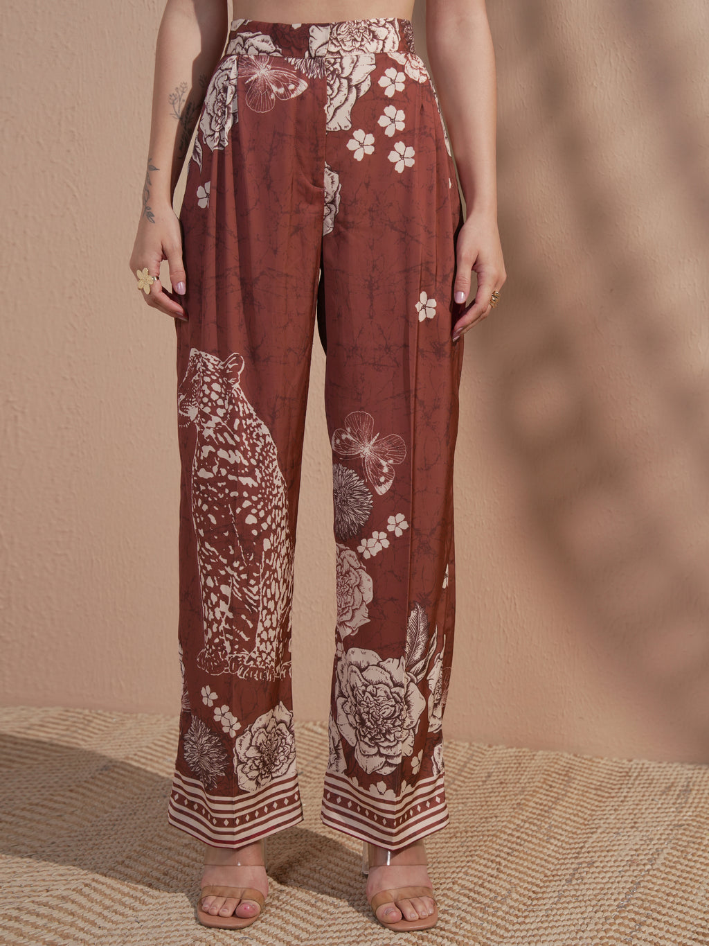 Vara By Vishudh Women Brown Printed Jumpsuit - Brown - Image 7