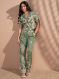 Vara By Vishudh Women Green Printed Jumpsuit - Green - Image 1