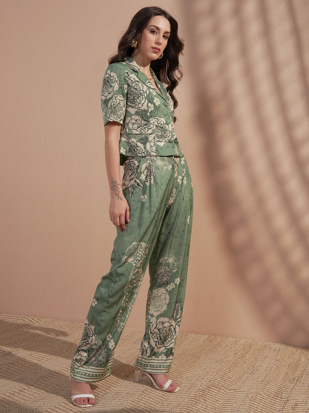 Vara By Vishudh Women Green Printed Jumpsuit - Green - Image 4