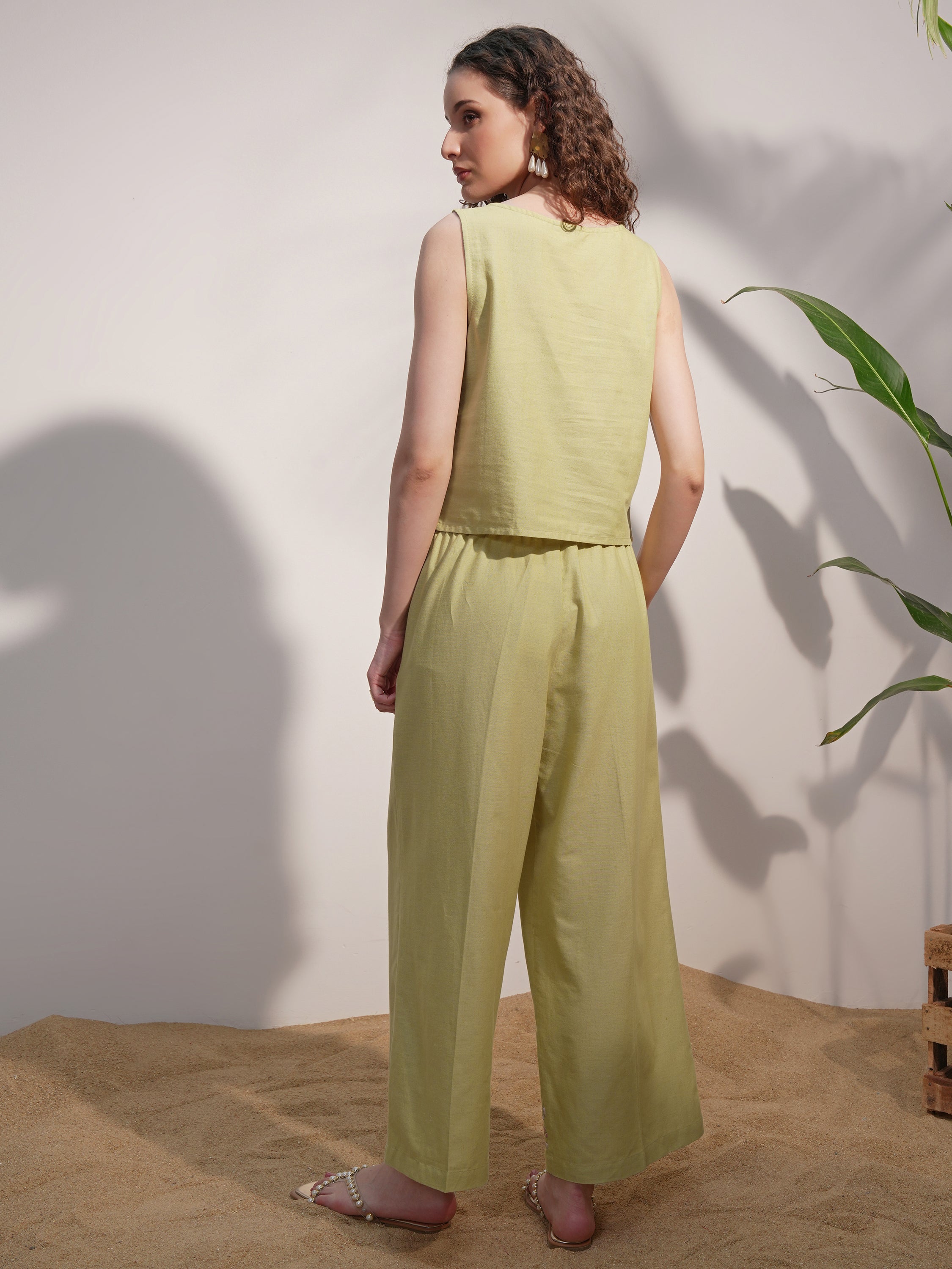 Vara By Vishudh Women Green Top With Trouser - Green - Image 3