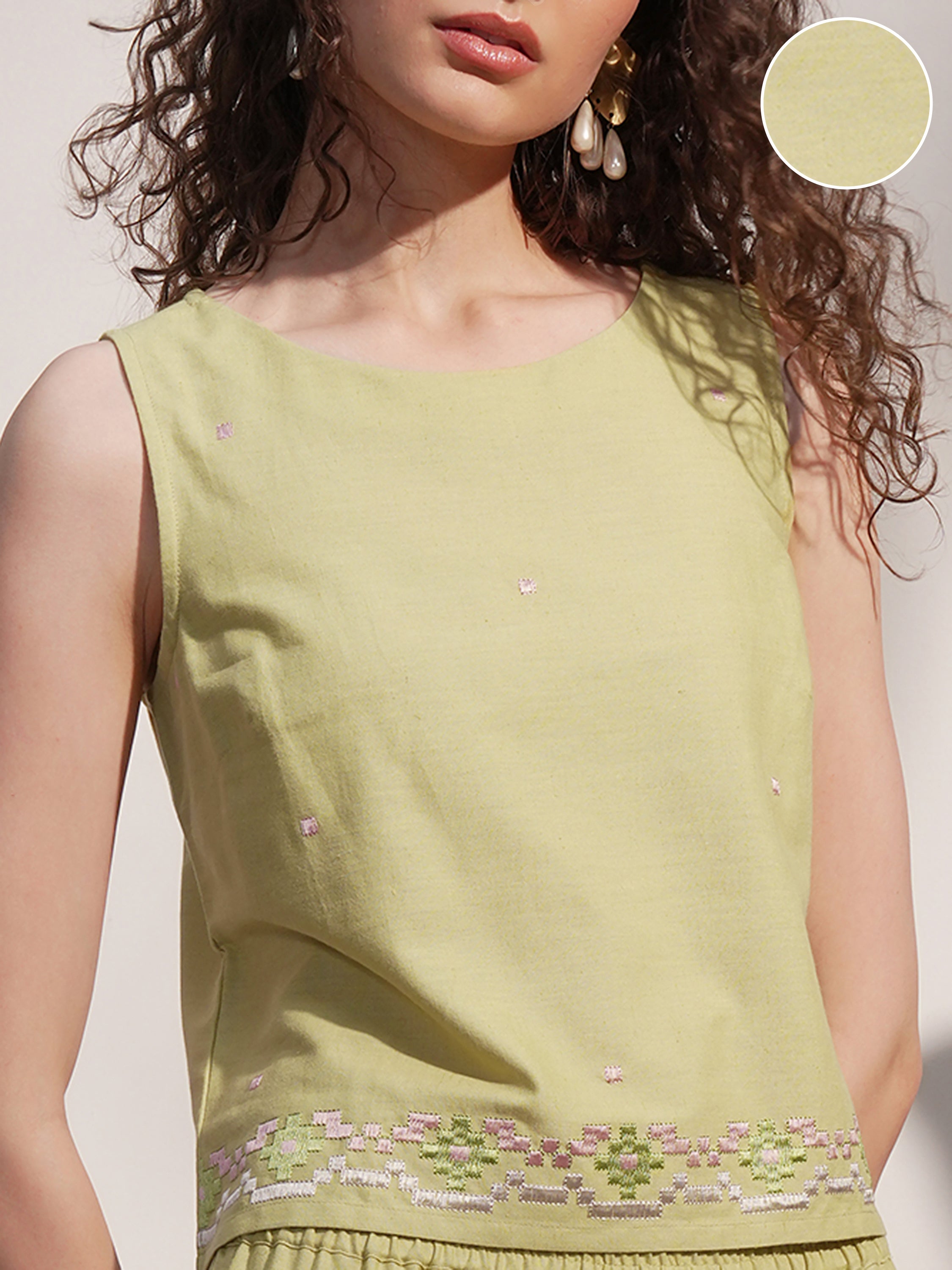 Vara By Vishudh Women Green Top With Trouser - Green - Image 5
