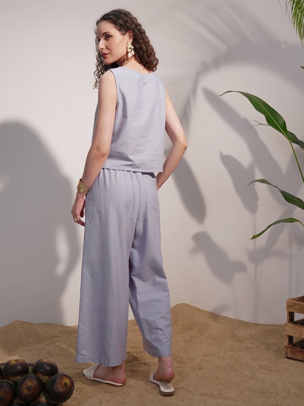 Vara By Vishudh Women Blue Top With Trouser - Blue - Image 3