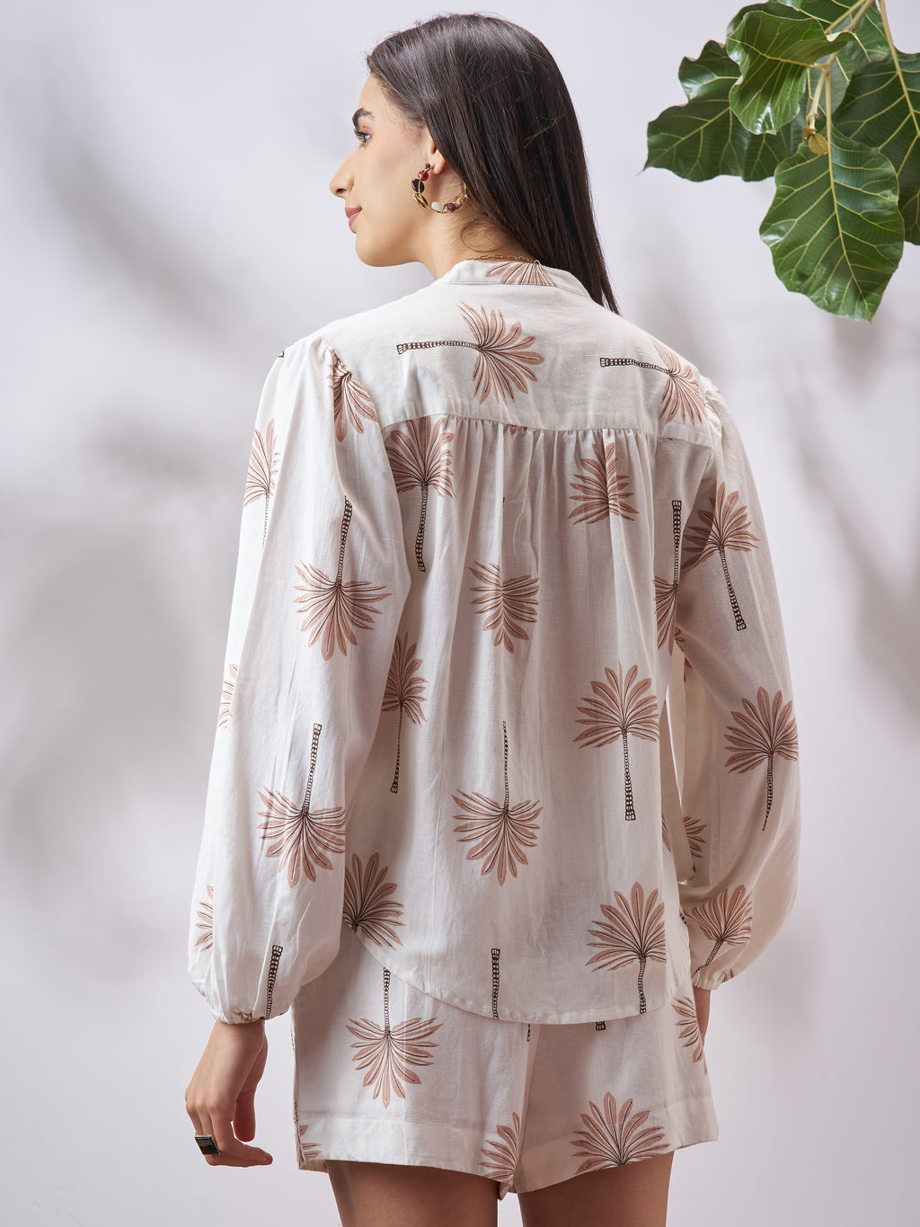 Vara By Vishudh Women Tan Shirt With Shorts Co-Ords - Tan - Image 3