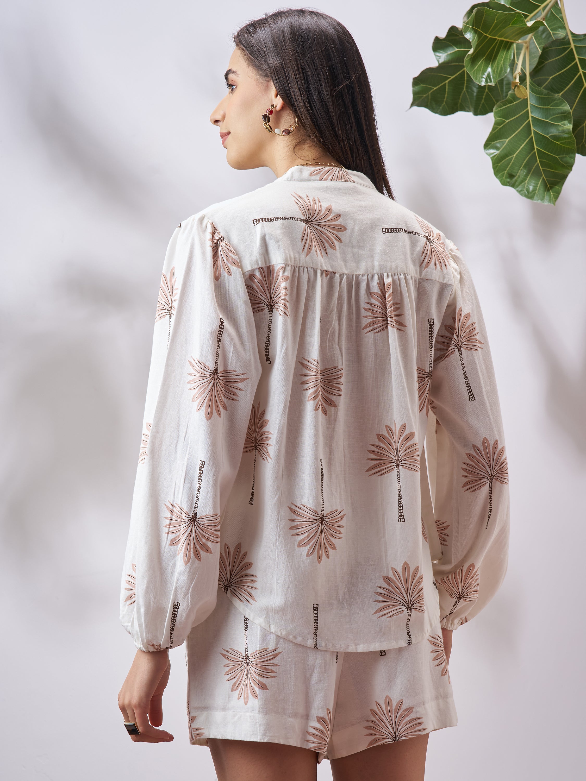 Vara By Vishudh Women Tan Shirt With Shorts Co-Ords - Tan - Image 3