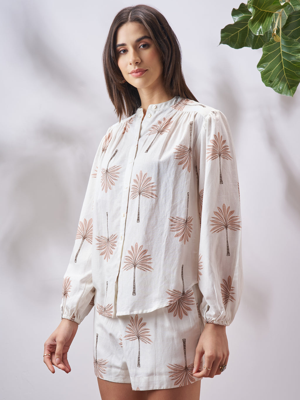 Vara By Vishudh Women Tan Shirt With Shorts Co-Ords - Tan - Image 4