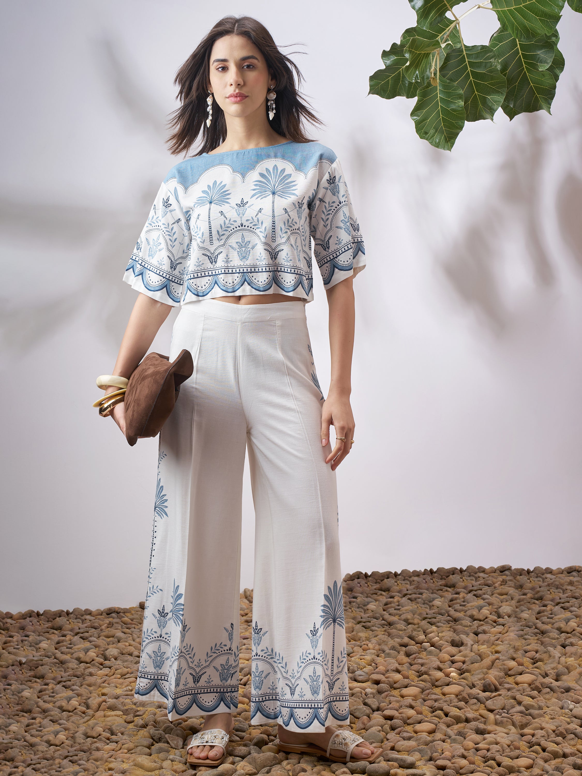 Vara By Vishudh Women Off White Top With Palazzo Co-Ords - Off White - Image 2