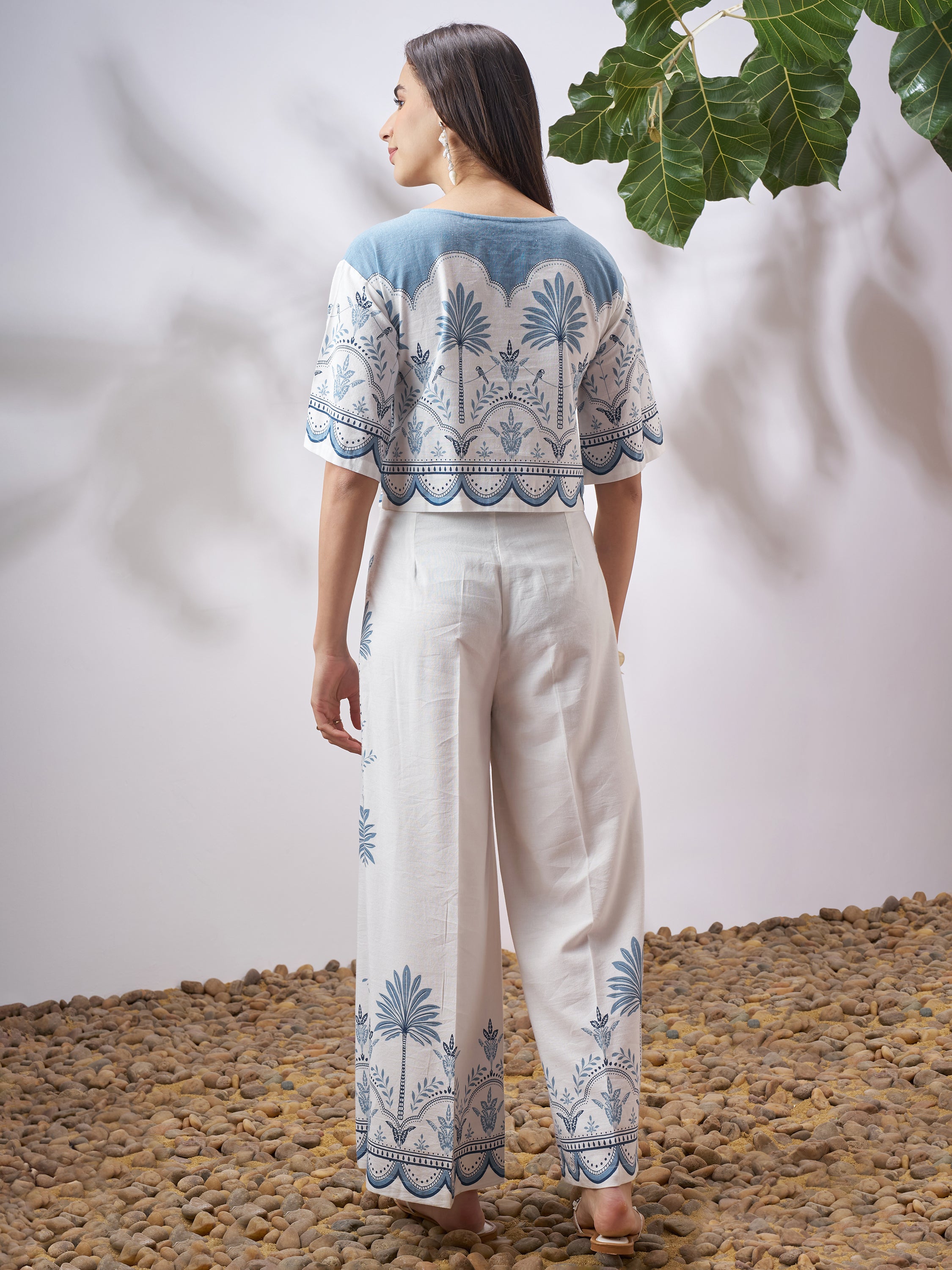 Vara By Vishudh Women Off White Top With Palazzo Co-Ords - Off White - Image 3