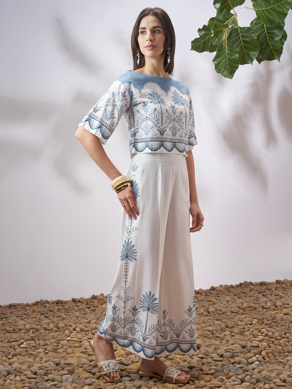 Vara By Vishudh Women Off White Top With Palazzo Co-Ords - Off White - Image 6
