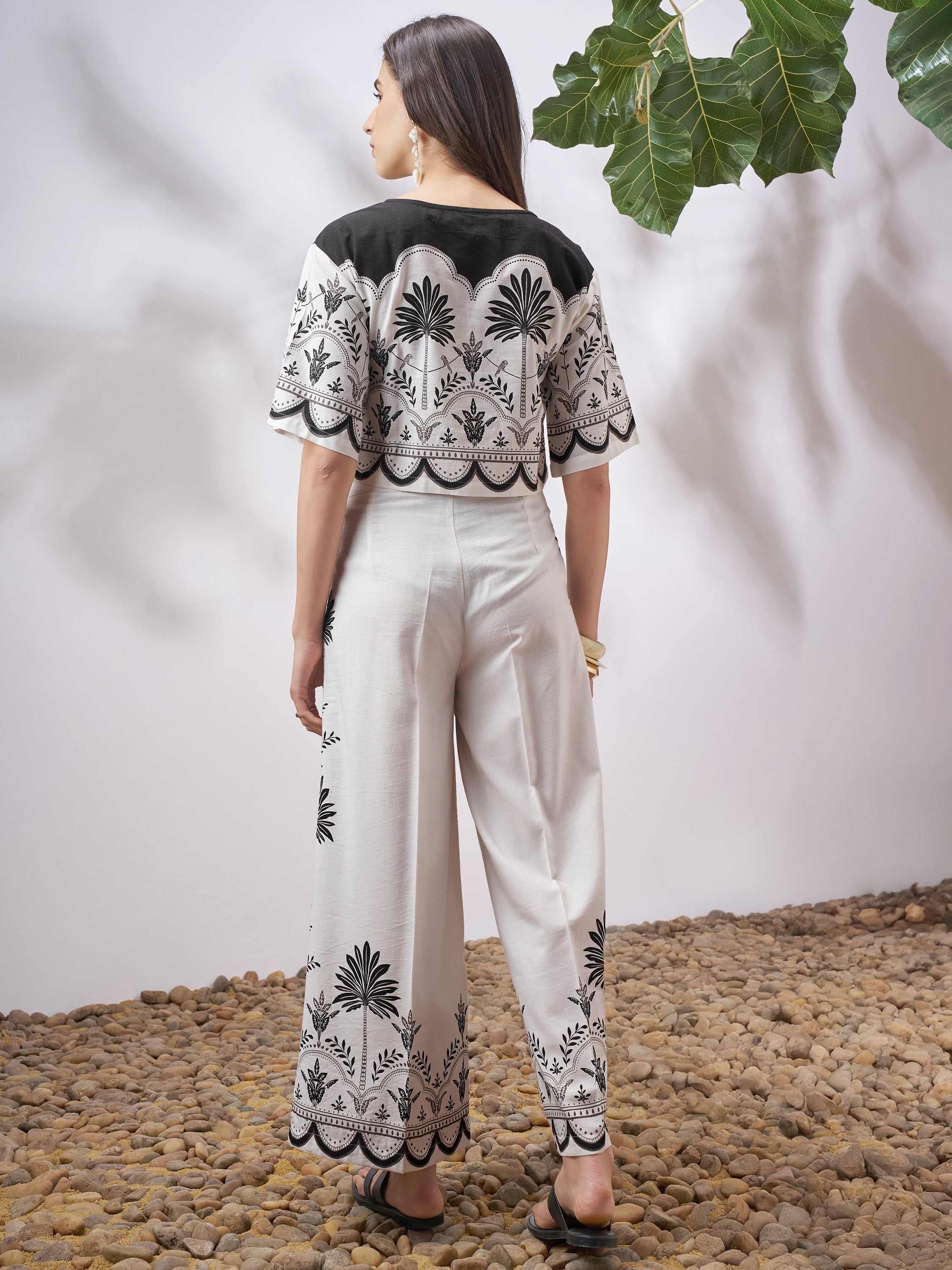 Vara By Vishudh Women Off White Top With Palazzo Co-Ords - Off White - Image 3