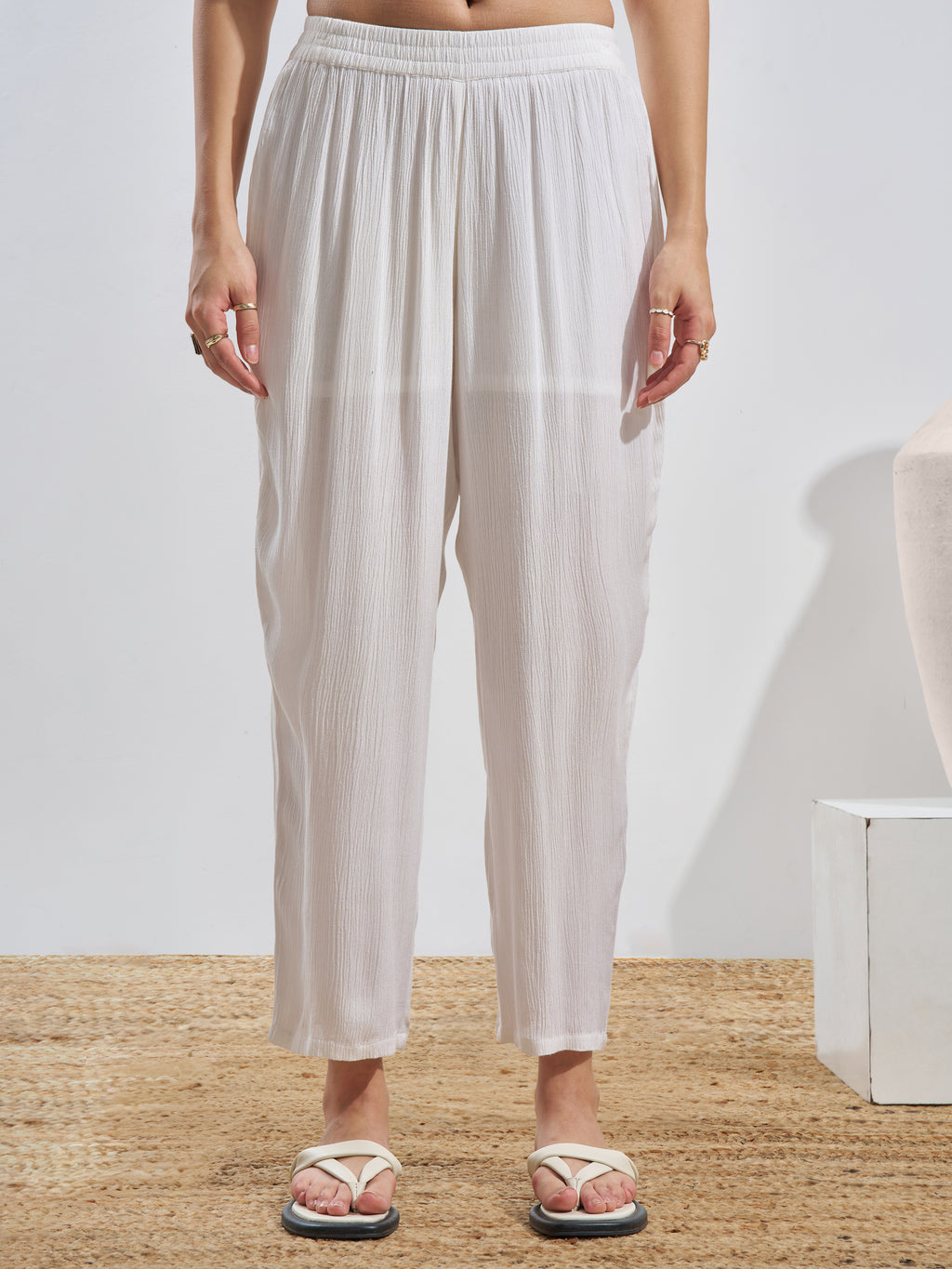 Vara By Vishudh Women White Top With Trouser Co-Ords - White - Image 6