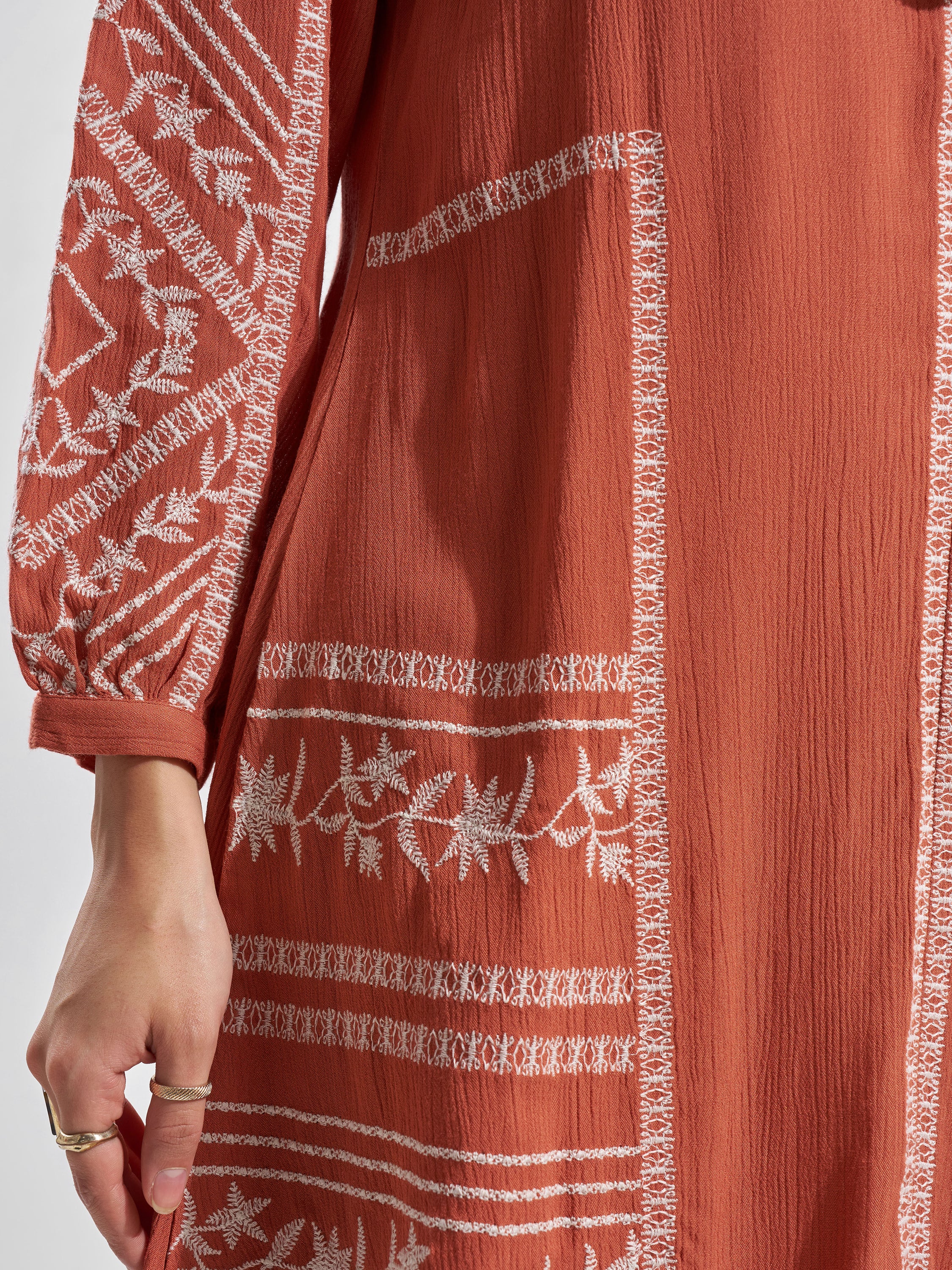 Vara By Vishudh Women Peach Top With Trouser Co-Ords - Peach - Image 8