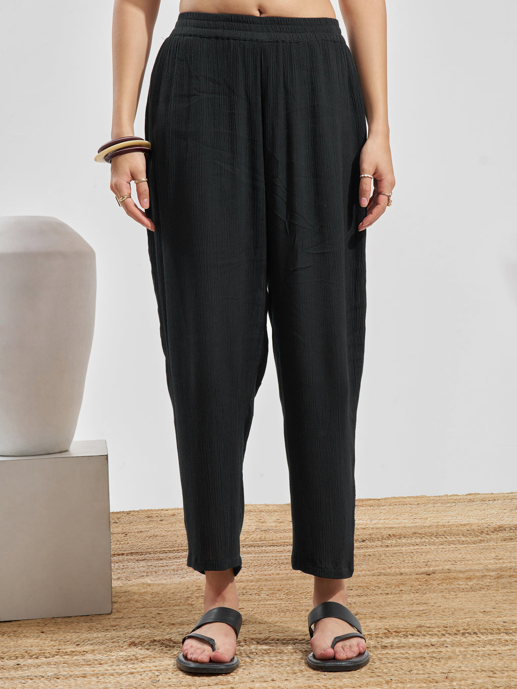 Vara By Vishudh Women Black Top With Trouser Co-Ords - Black - Image 7
