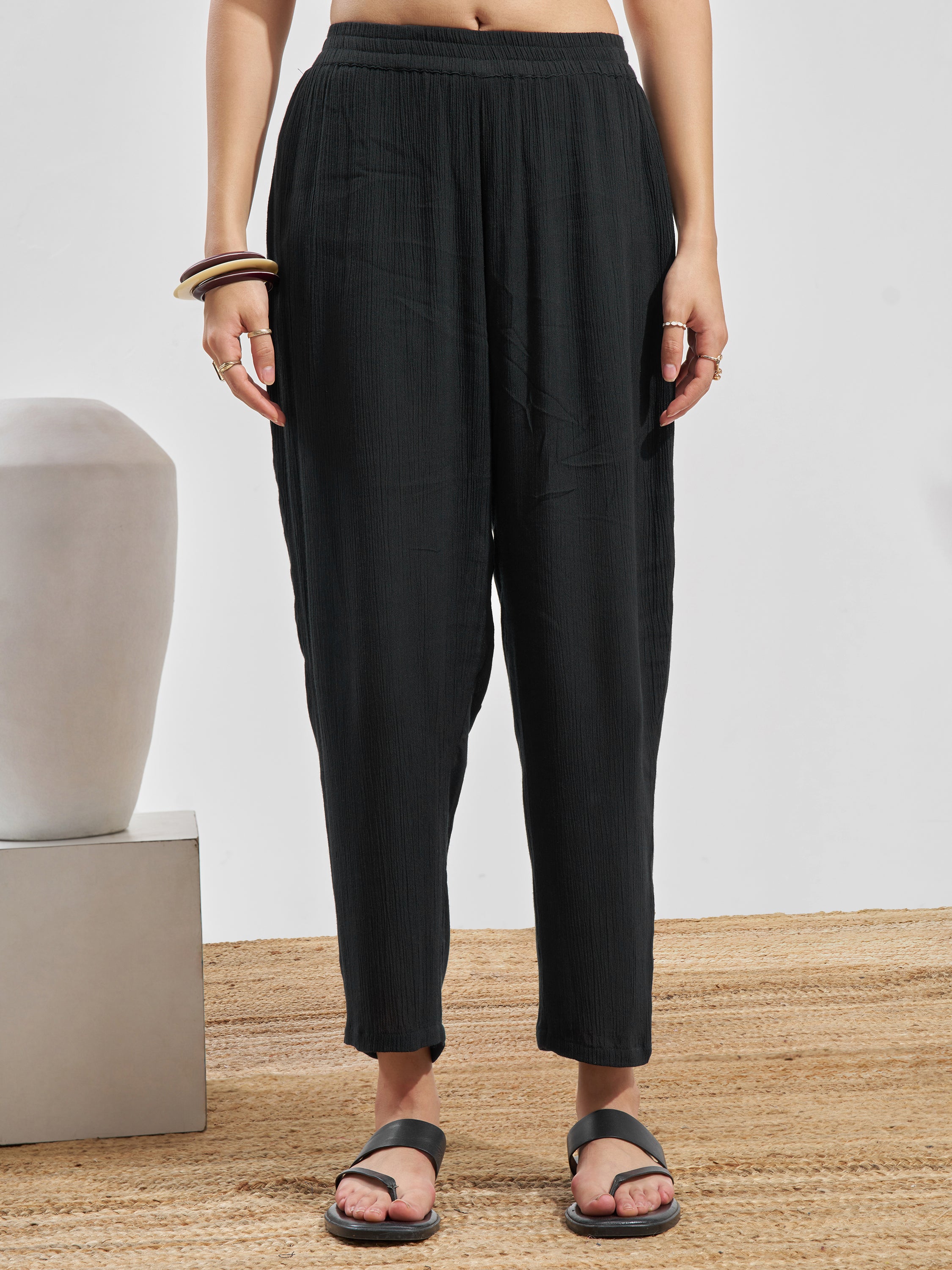 Vara By Vishudh Women Black Top With Trouser Co-Ords - Black - Image 7