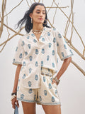 Vara By Vishudh Women Off White Shirt With Shorts - Off White - Image 1