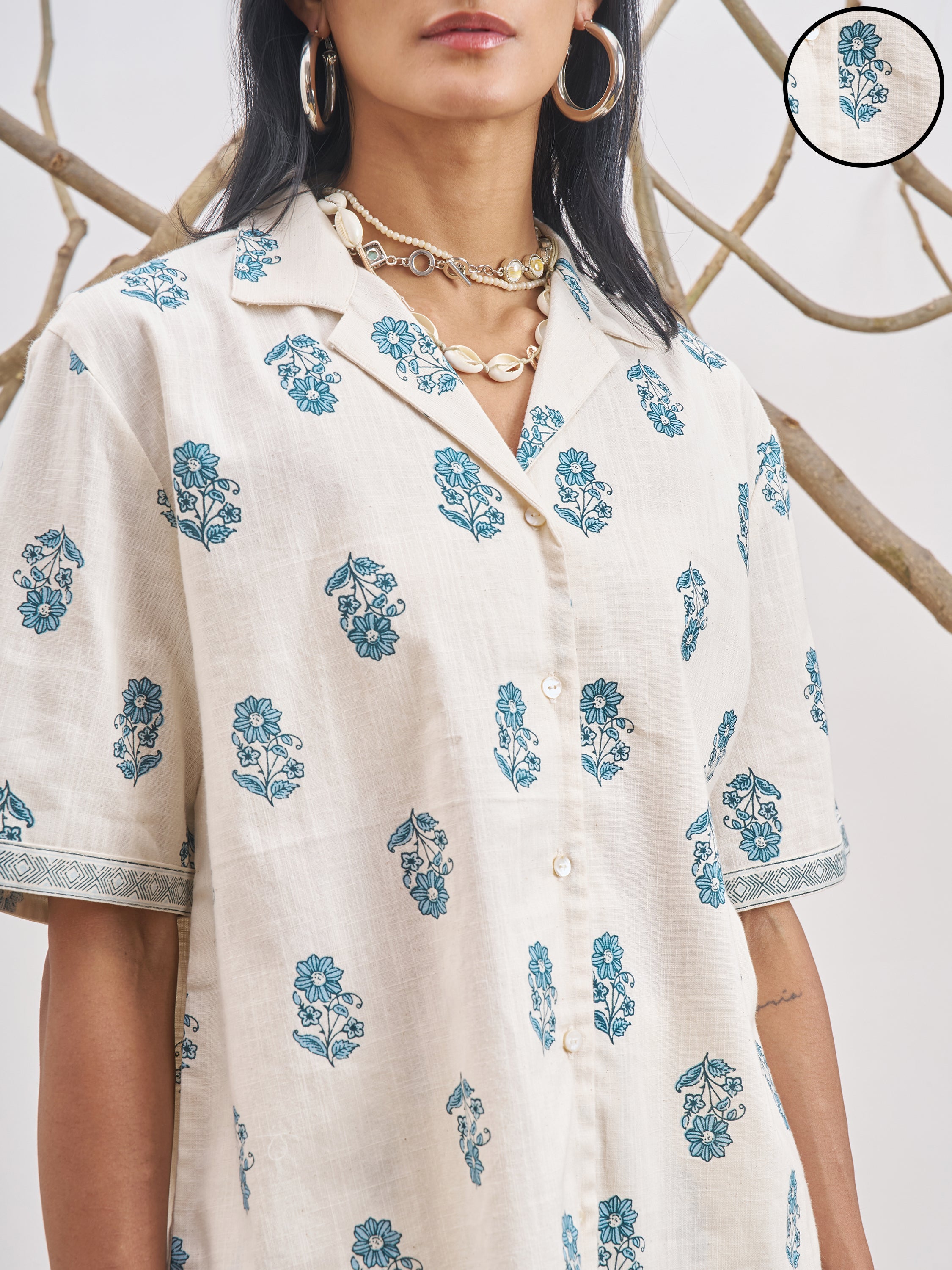 Vara By Vishudh Women Off White Shirt With Shorts - Off White - Image 5