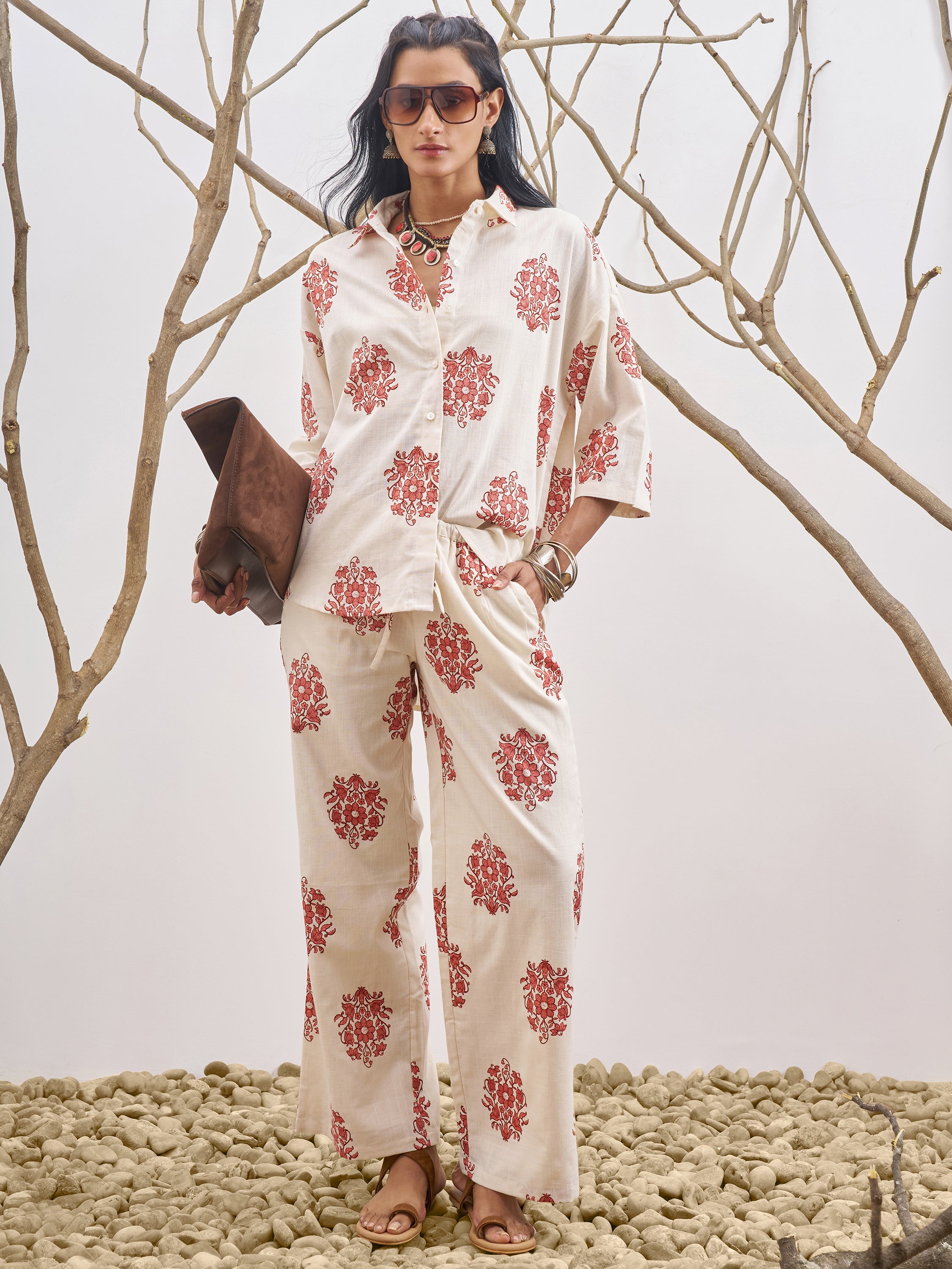 Vara By Vishudh Women Off White Shirt With Trouser - Off White - Image 1