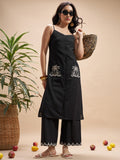 Vara By Vishudh Women Black Top With Trouser Co-Ords - Black - Image 1