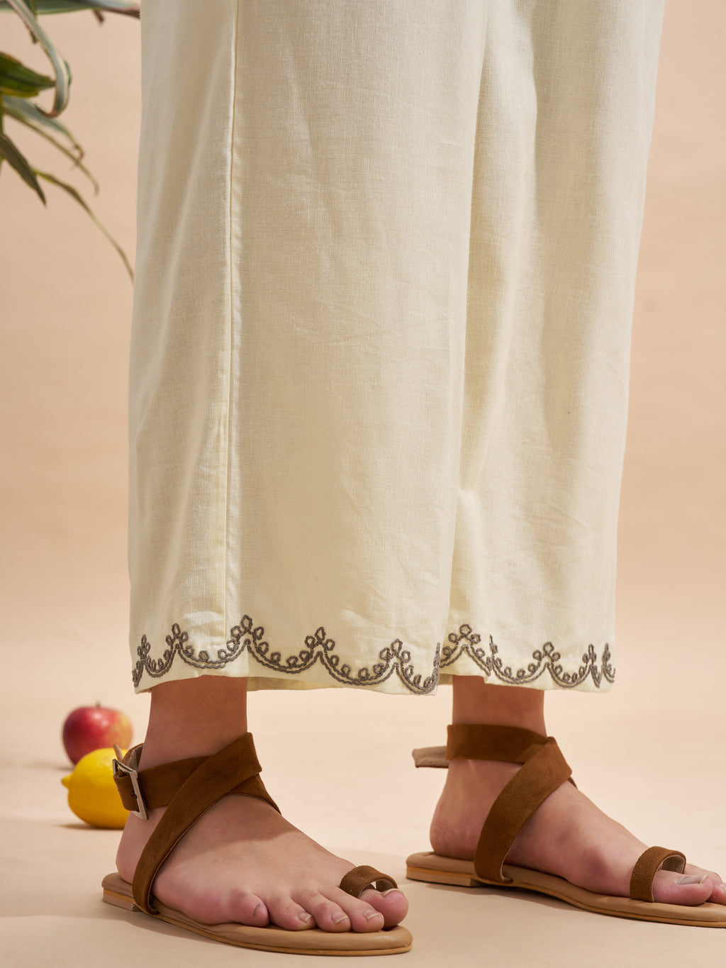 Vara By Vishudh Women Cream Top With Trouser Co-Ords - Cream - Image 7