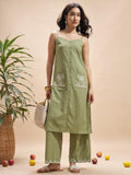 Vara By Vishudh Women Olive Top With Trouser Co-Ords - Olive - Image 1