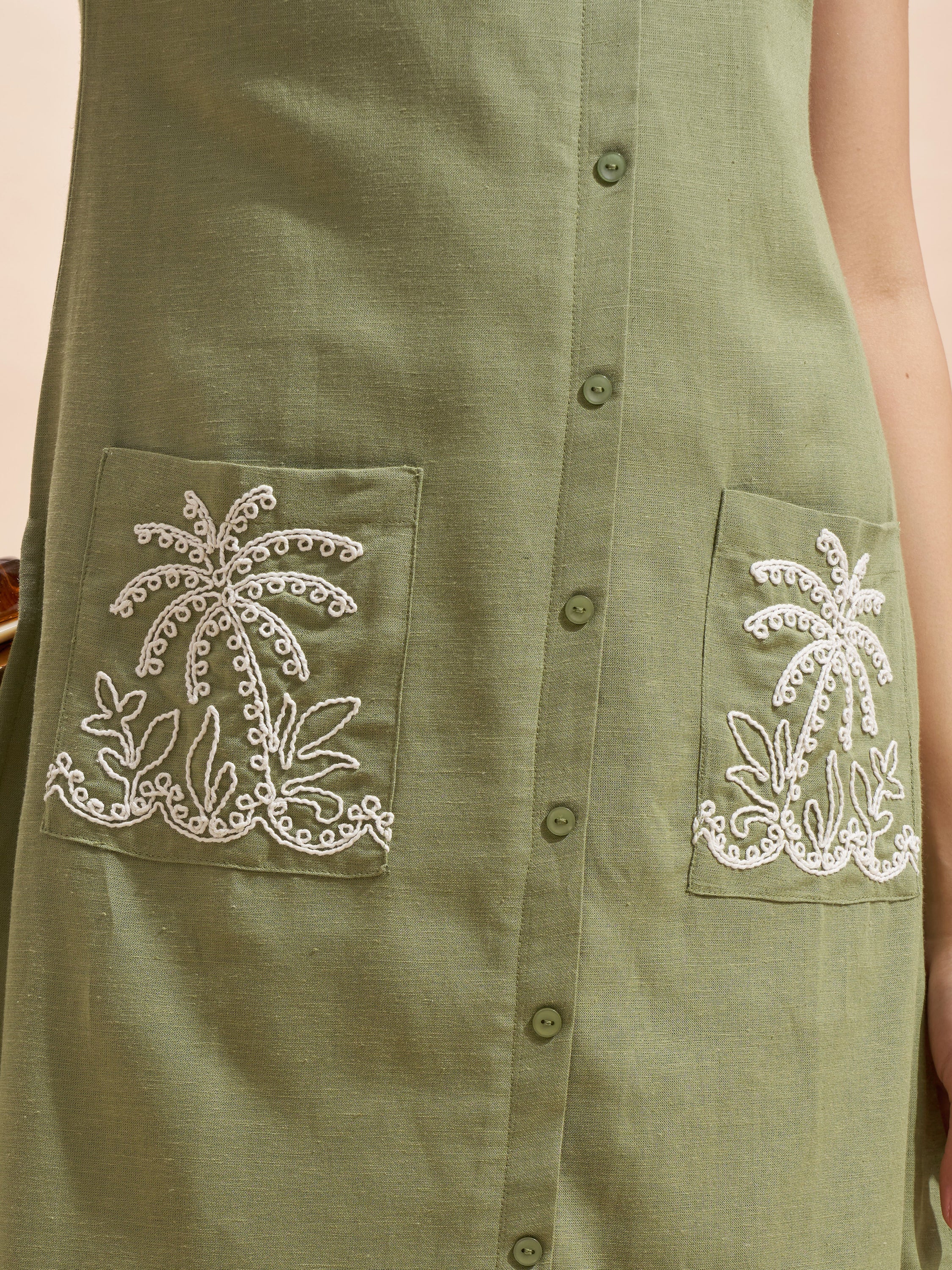 Vara By Vishudh Women Olive Top With Trouser Co-Ords - Olive - Image 6