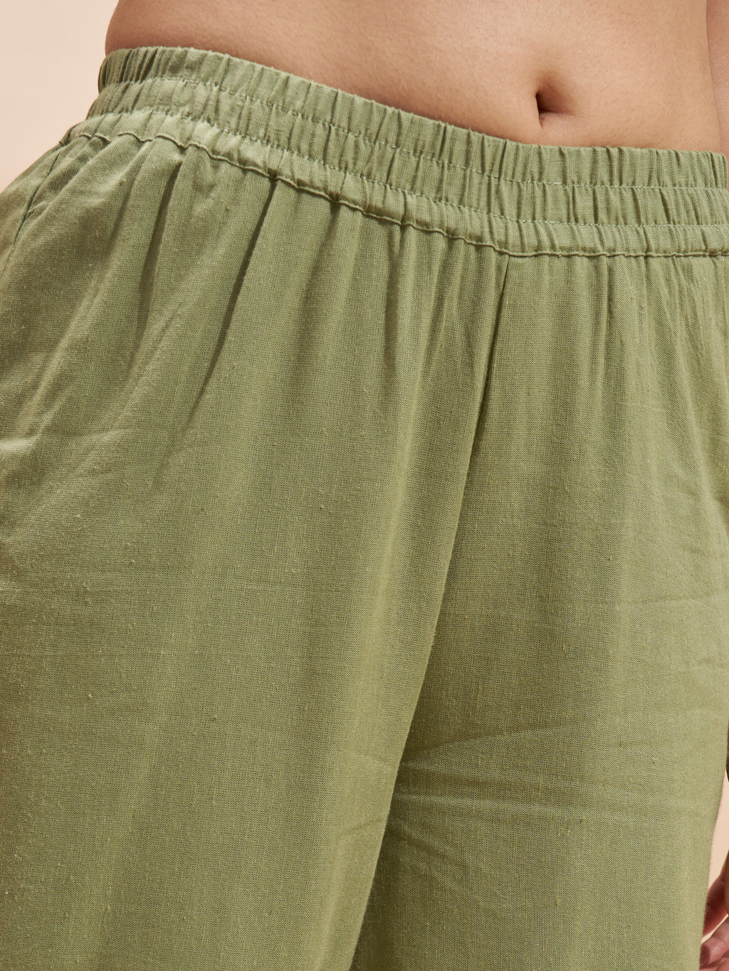 Vara By Vishudh Women Olive Top With Trouser Co-Ords - Olive - Image 8