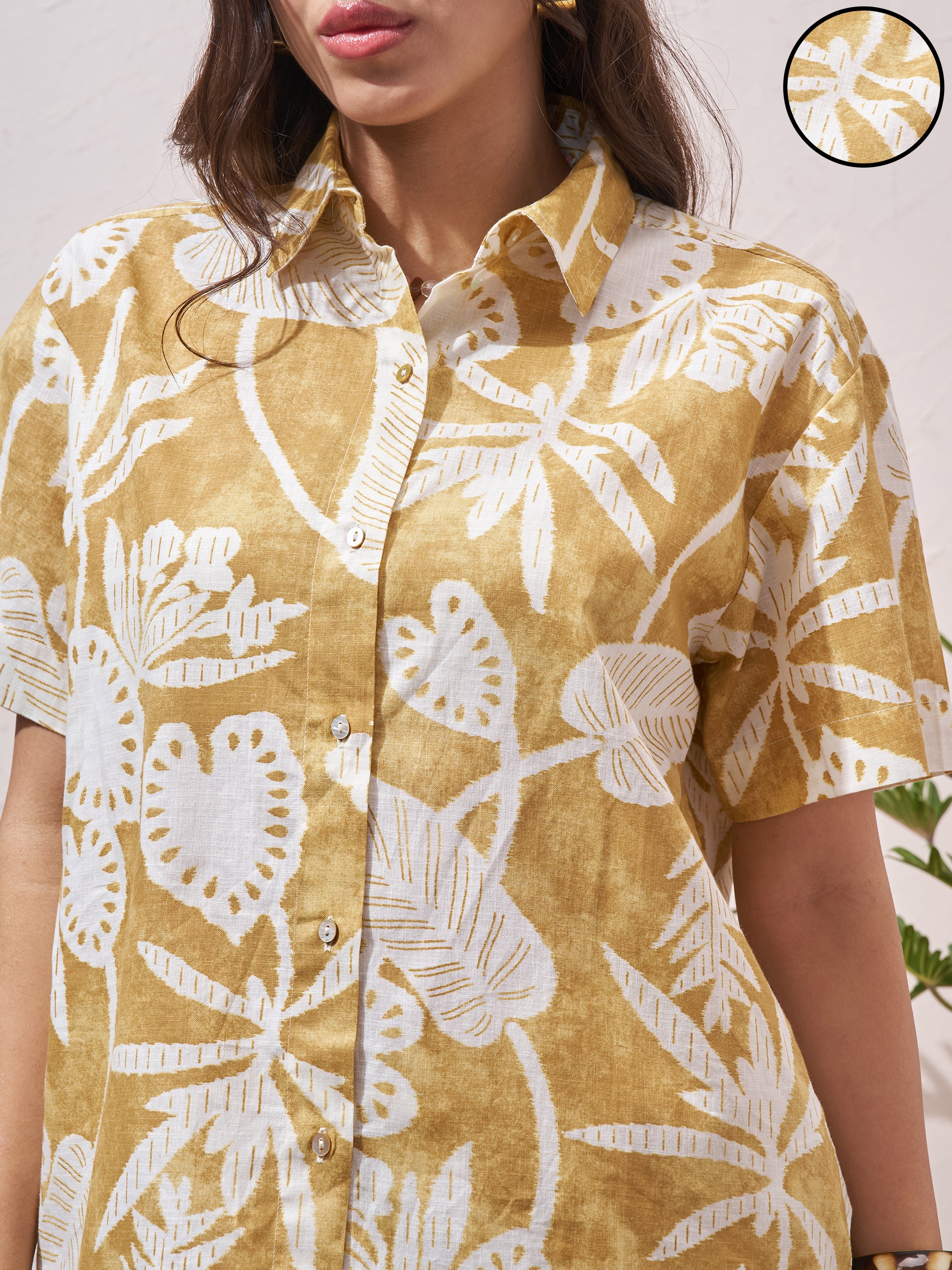 Vara By Vishudh Women Mustard Shirt With Shorts Co-Ords - Mustard - Image 5