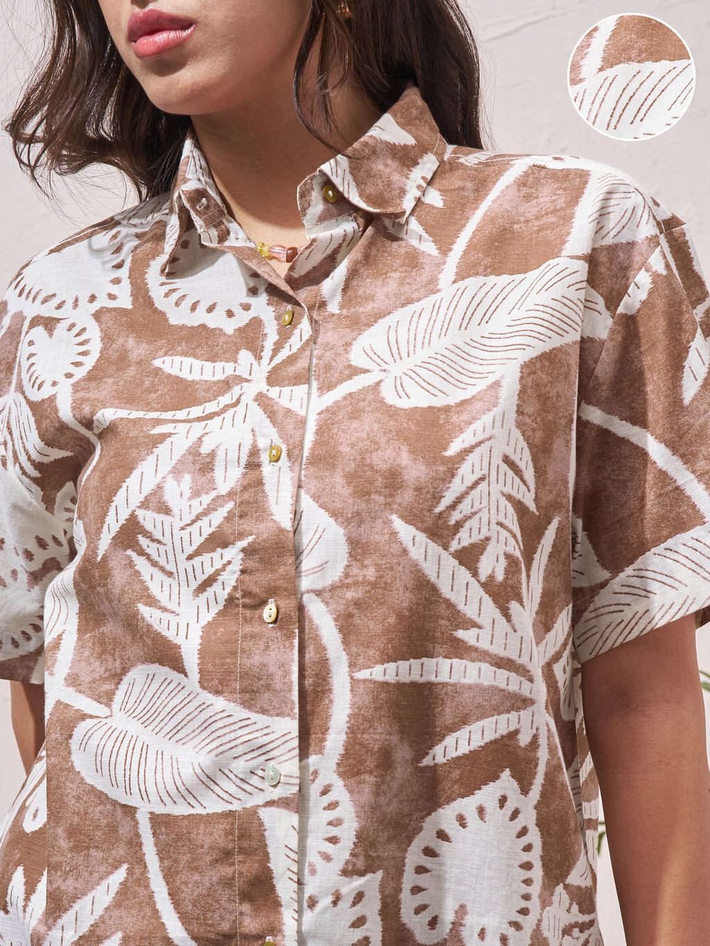 Vara By Vishudh Women Brown Shirt With Shorts Co-Ords - Brown - Image 5