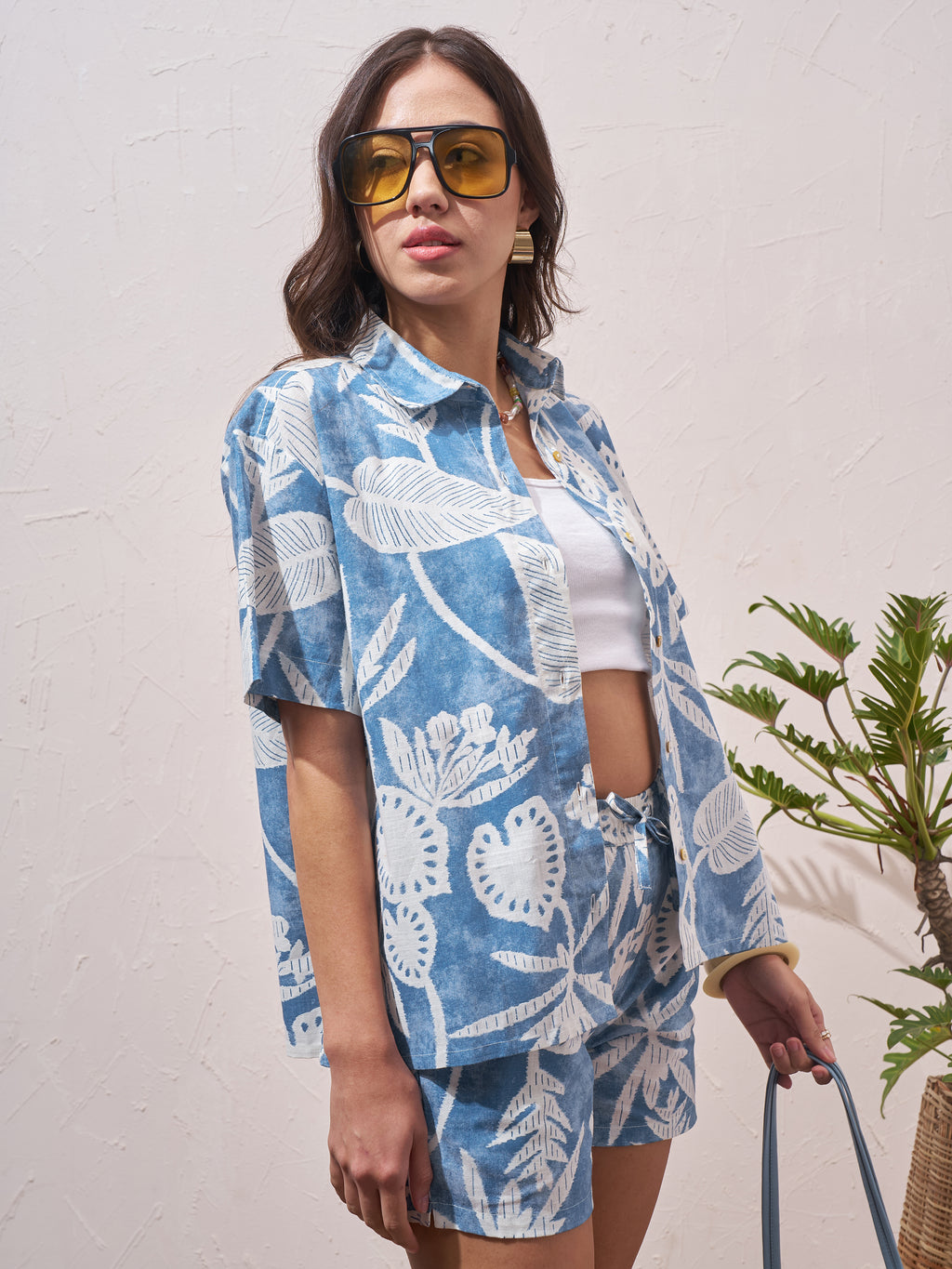 Vara By Vishudh Women Blue Shirt With Shorts Co-Ords - Blue - Image 6