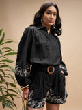 Vara By Vishudh Women Black Shirt With Shorts Co-Ords - Black - Image 1