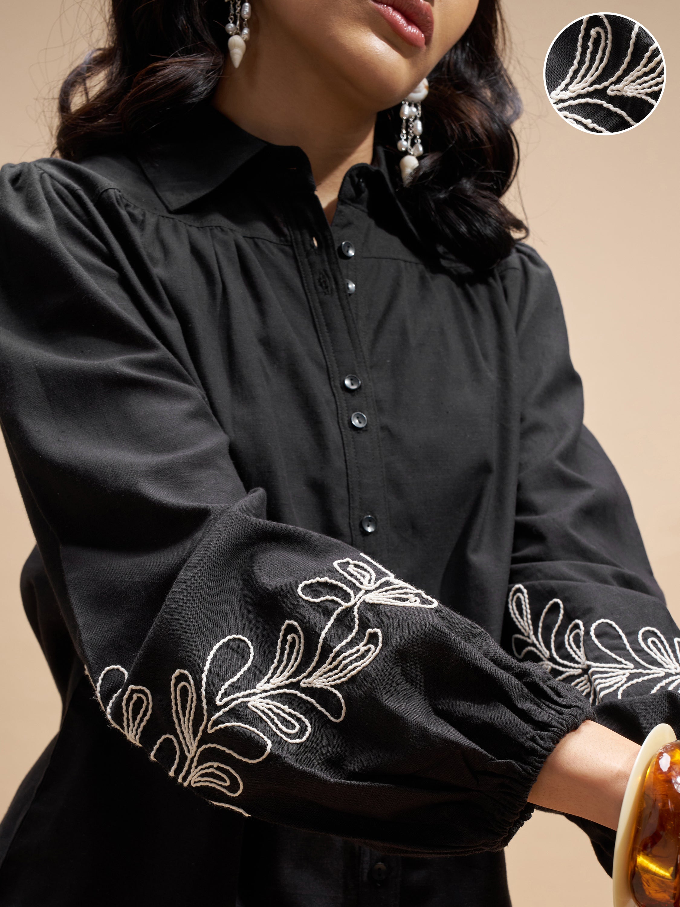Vara By Vishudh Women Black Shirt With Shorts Co-Ords - Black - Image 5