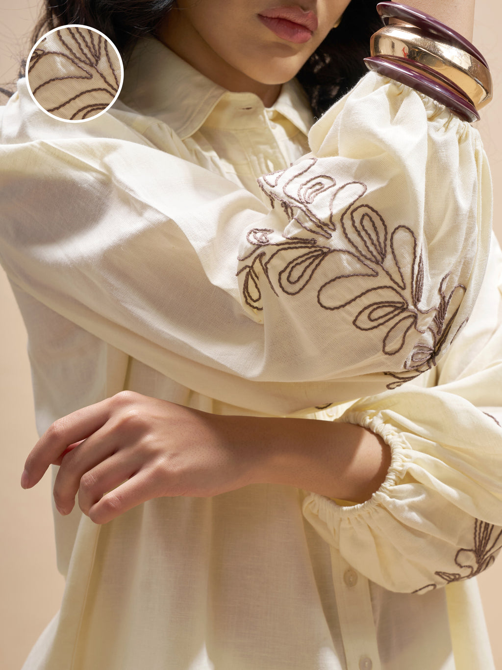 Vara By Vishudh Women Cream Shirt With Shorts Co-Ords - Cream - Image 5